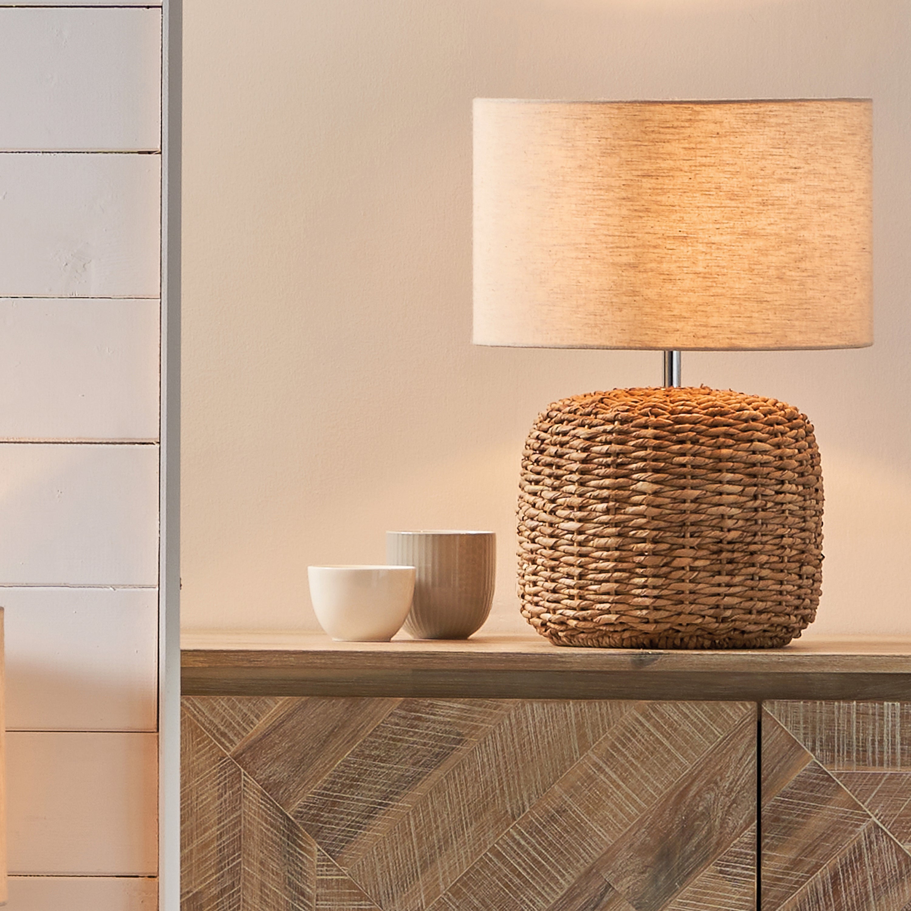 Photos - Desk Lamp Acer Natural Woven Table Lamp Beige 