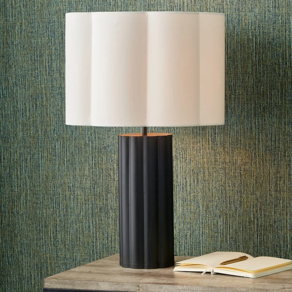 Petula Metal Scallop Table Lamp with Bloom Handloom Scalloped Cylinder Shade image 1 of 5