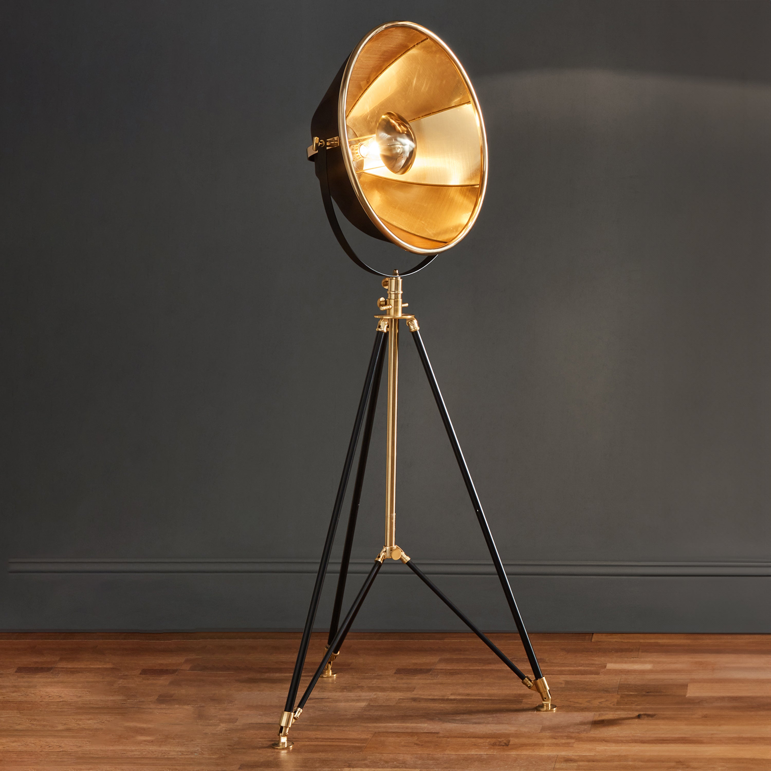 Elstree Metal Tripod Floor Lamp Gold