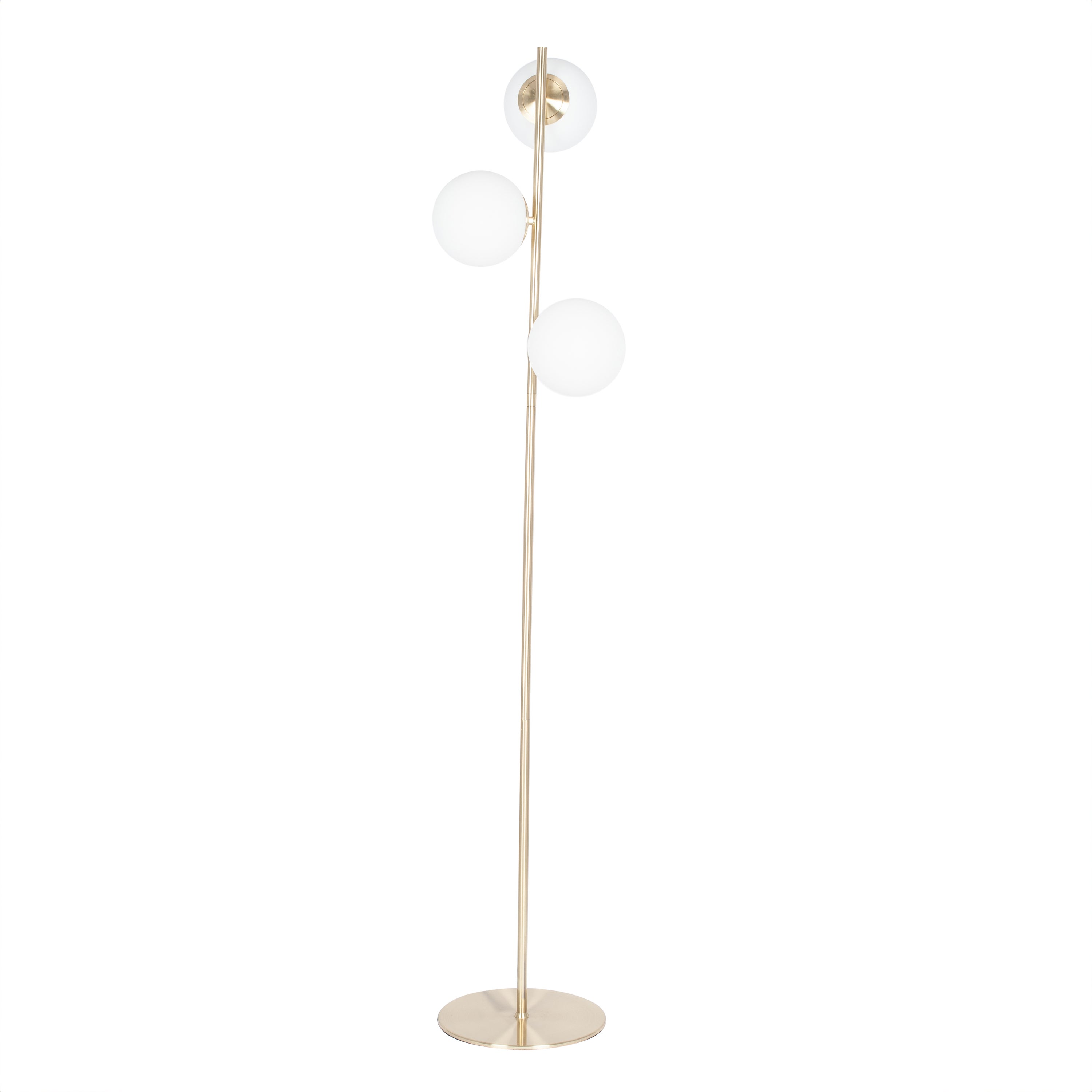 Asterope White Orb and Gold Metal Floor Lamp Brass
