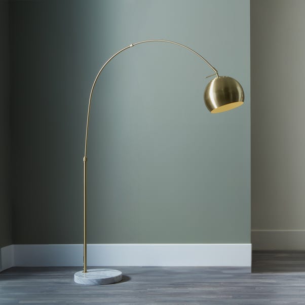 Feliciani Brushed Metal and Marble Floor Lamp image 1 of 7