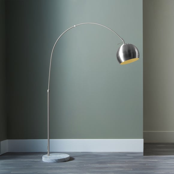 Feliciani Arc Brushed Metal and Marble Floor Lamp