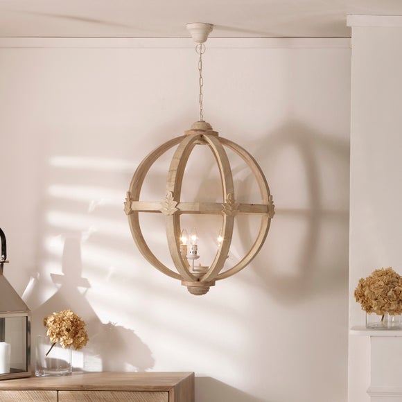 Javier Round Wooden Pendant Light