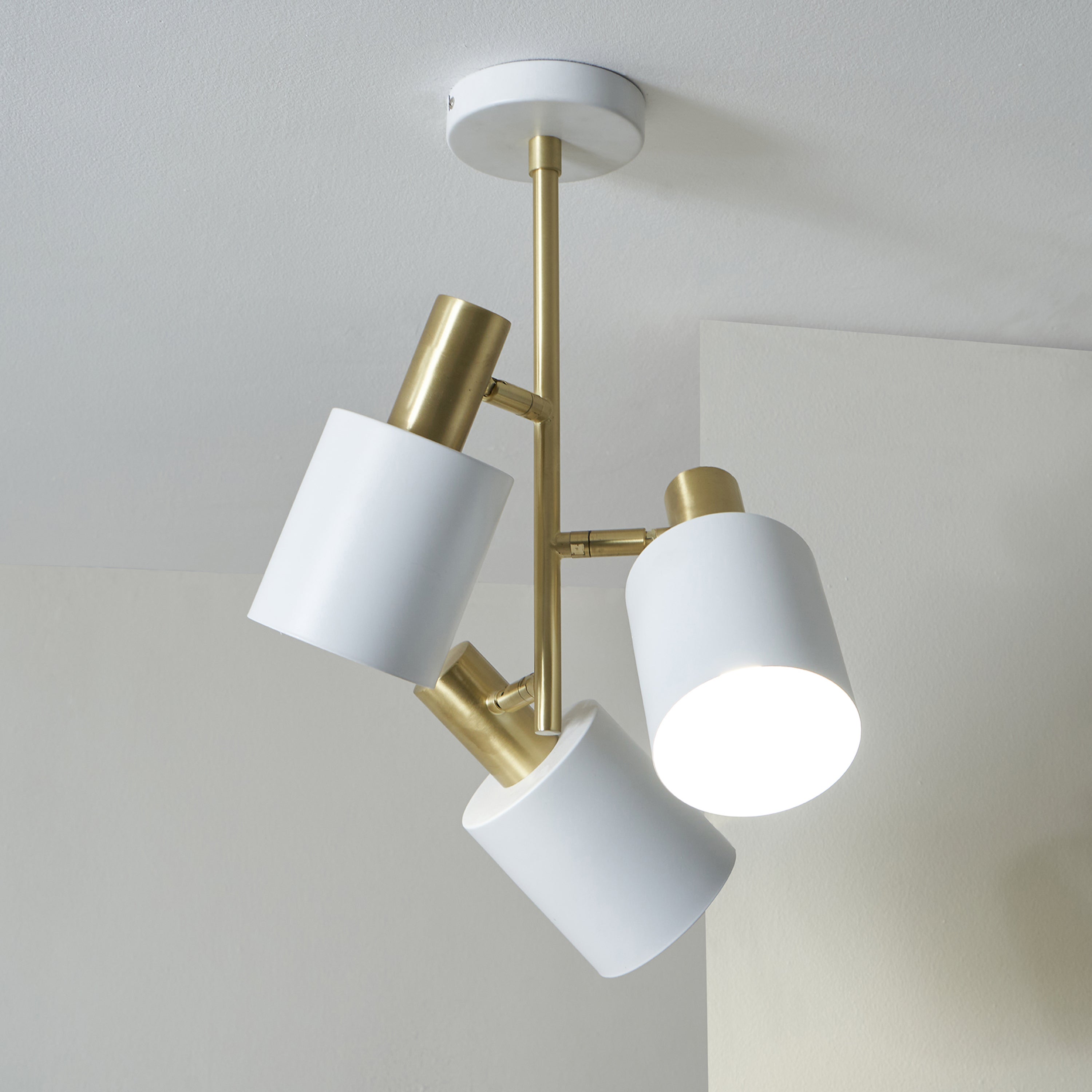 Biba 3 Light Semi Flush Ceiling Light White And Gold