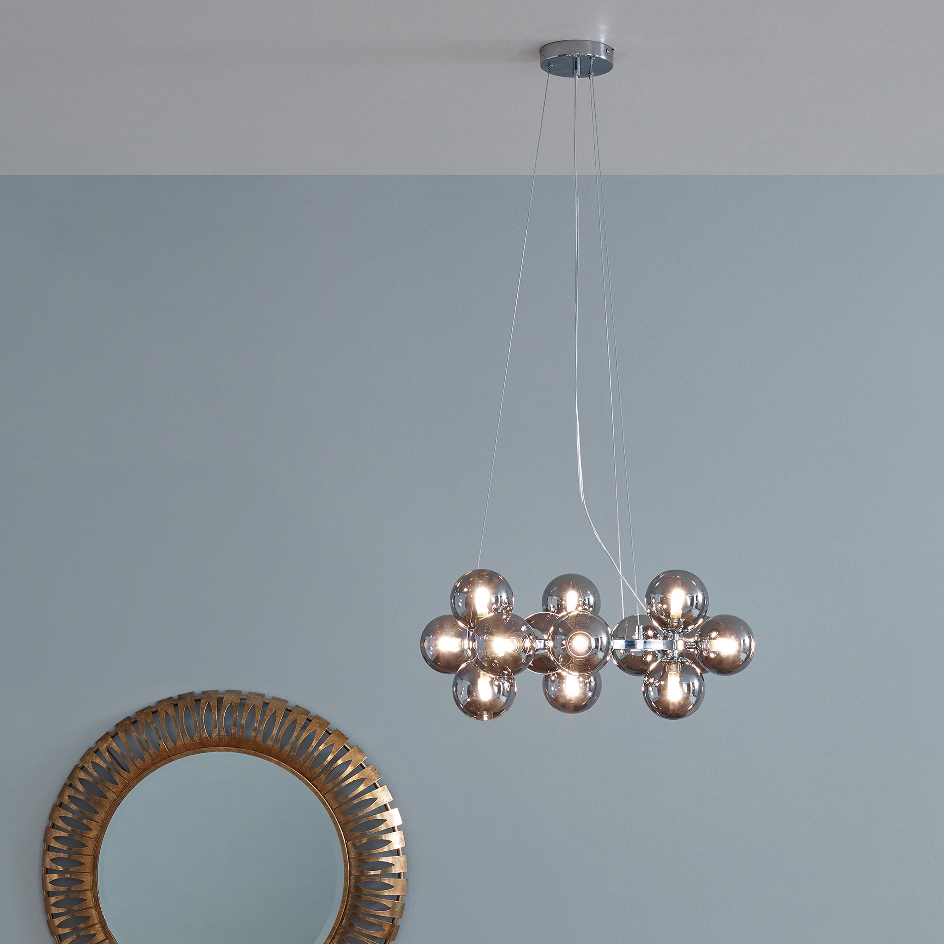 Photos - Chandelier / Lamp Ball Vecchio Glass  15 Light Ceiling Light Grey 