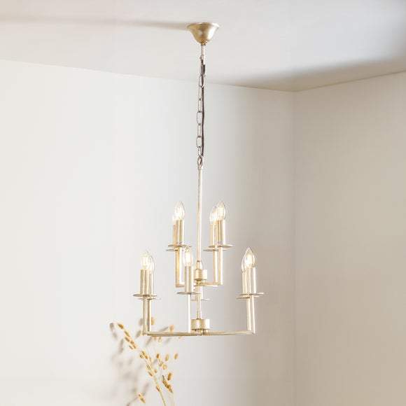 Giry Antique Silver Leaf Metal 10 Light Chandelier thumbnail