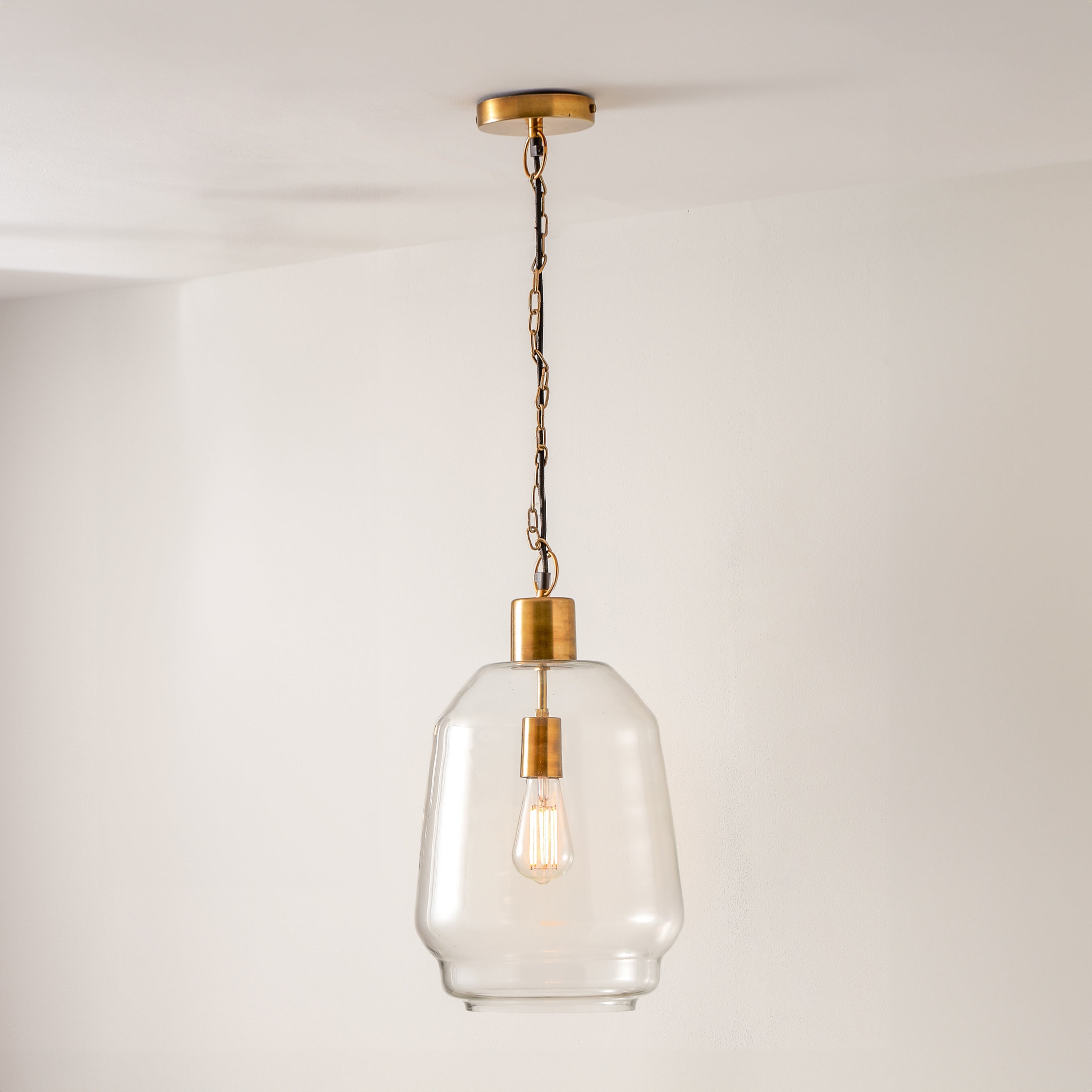 Photos - Chandelier / Lamp FIA Glass Chain Drop Pendant Light Gold 