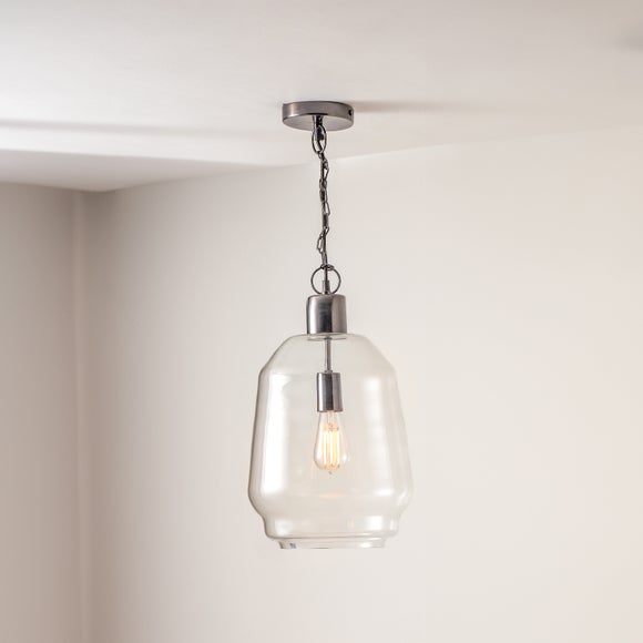 Click to view product details and reviews for Fia Clear Glass Chain Drop Pendant Light.