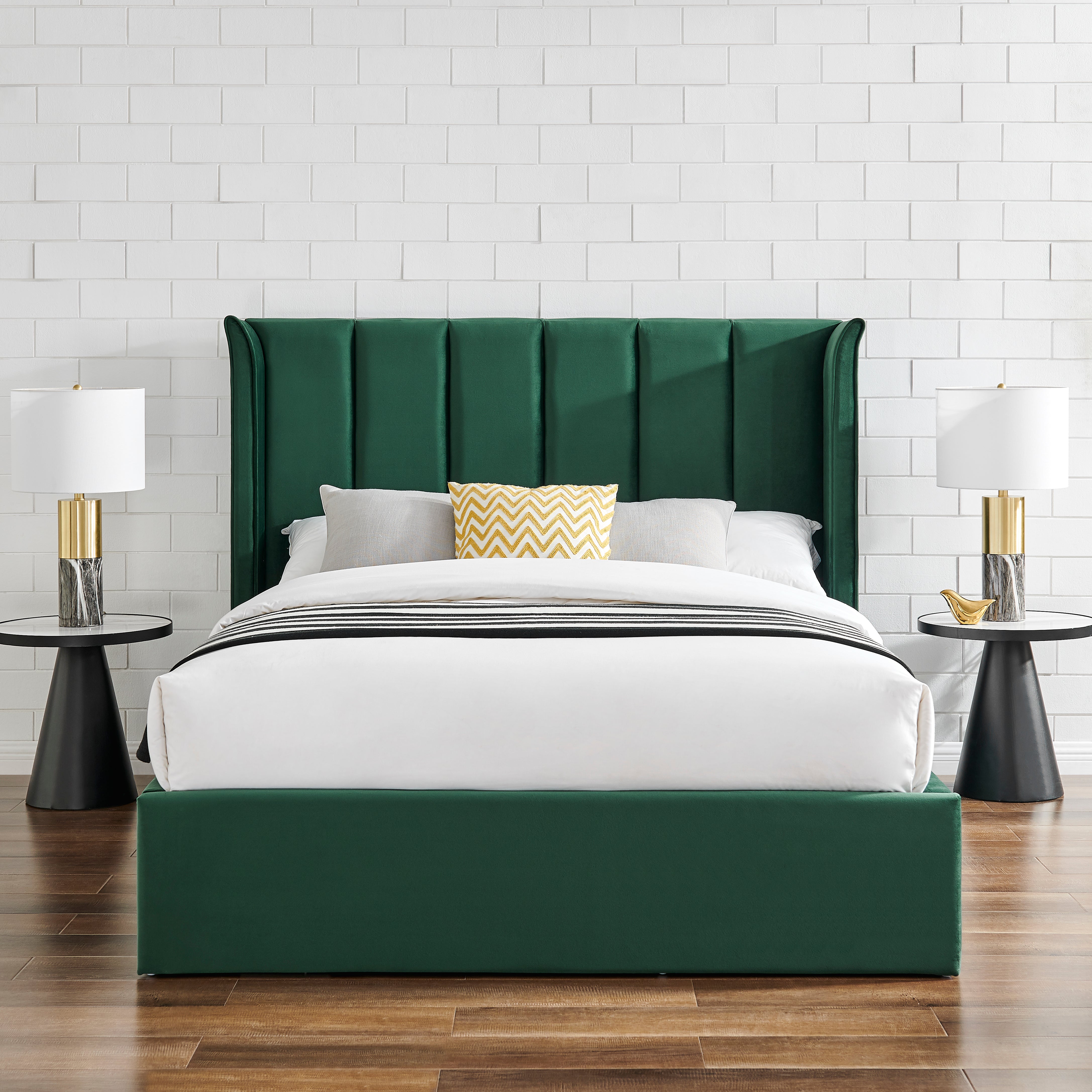 Limelight Polaris Ottoman Bed Velvet Emerald Green