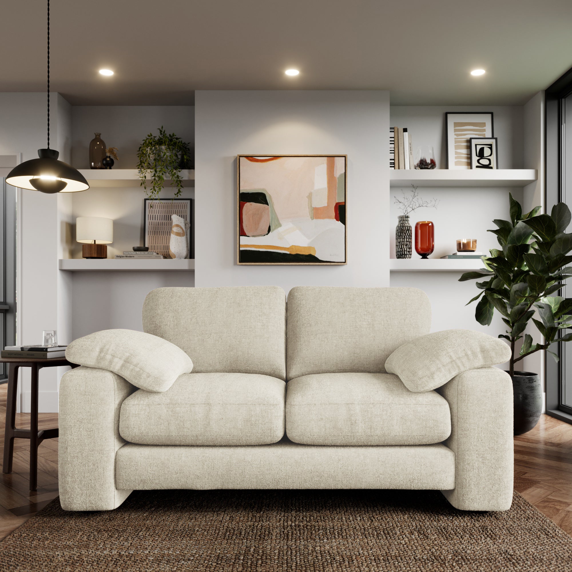 Magnus Soft Textured Chenille 2 Seater Sofa Soft Textured Chenille Light Natural