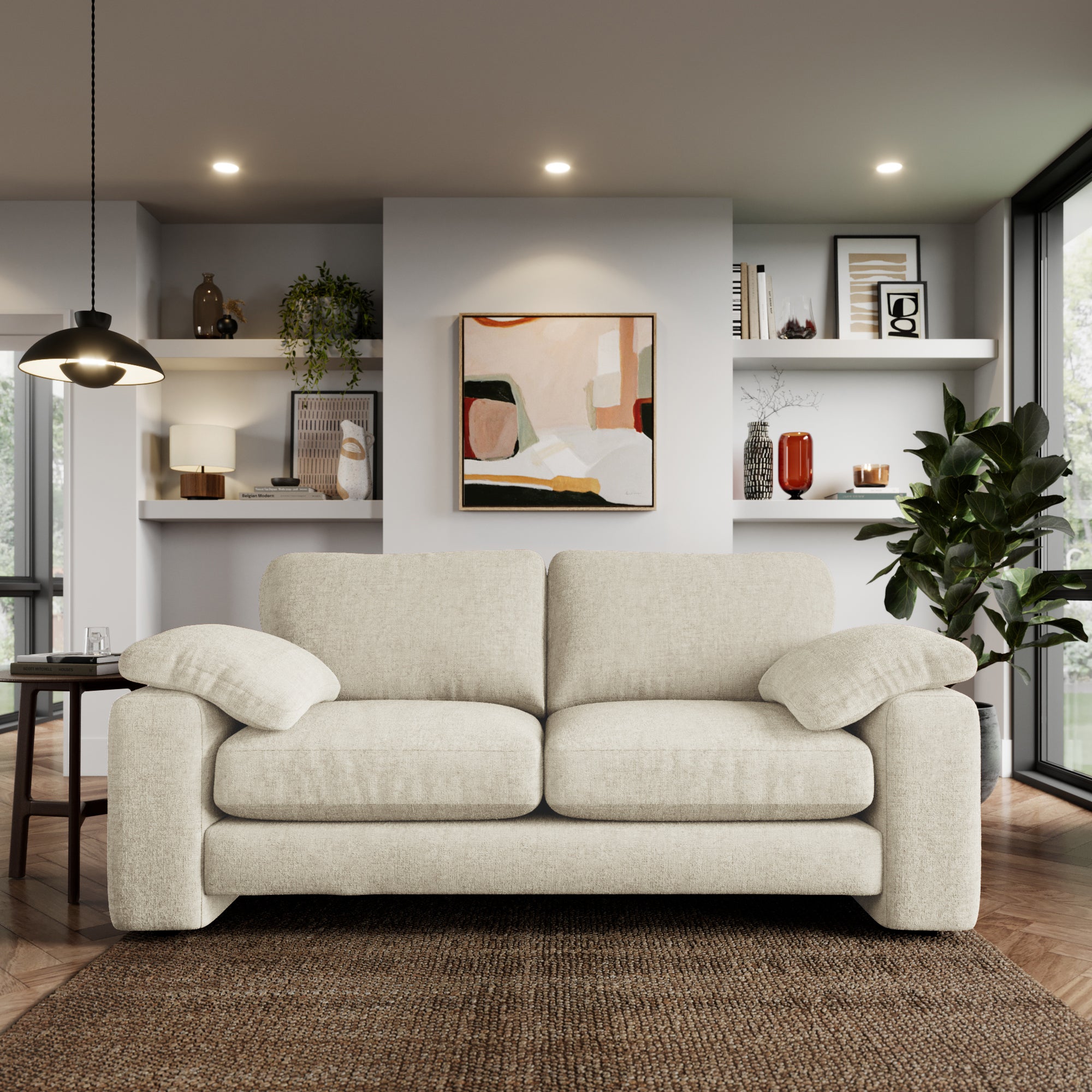 Magnus Soft Textured Chenille 3 Seater Sofa Soft Textured Chenille Light Natural