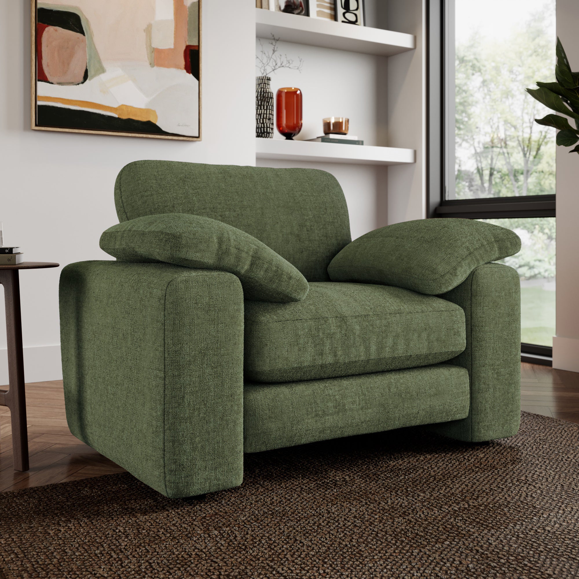 Magnus Soft Textured Chenille Snuggle Sofa Soft Textured Chenille Soft Green