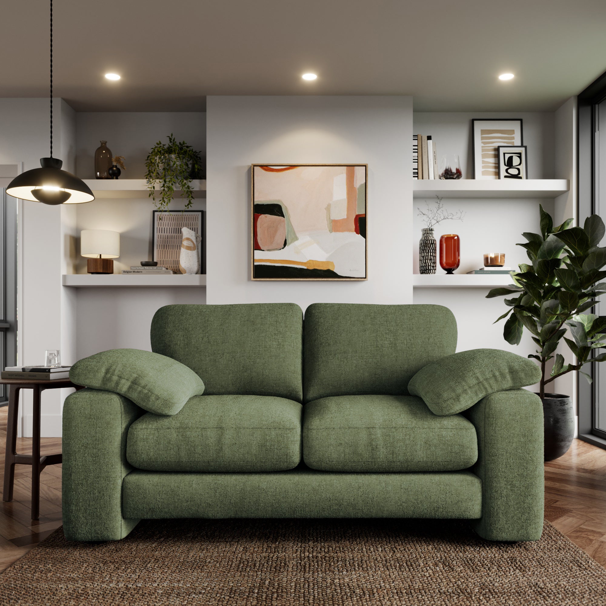 Magnus Soft Textured Chenille 2 Seater Sofa Soft Textured Chenille Soft Green