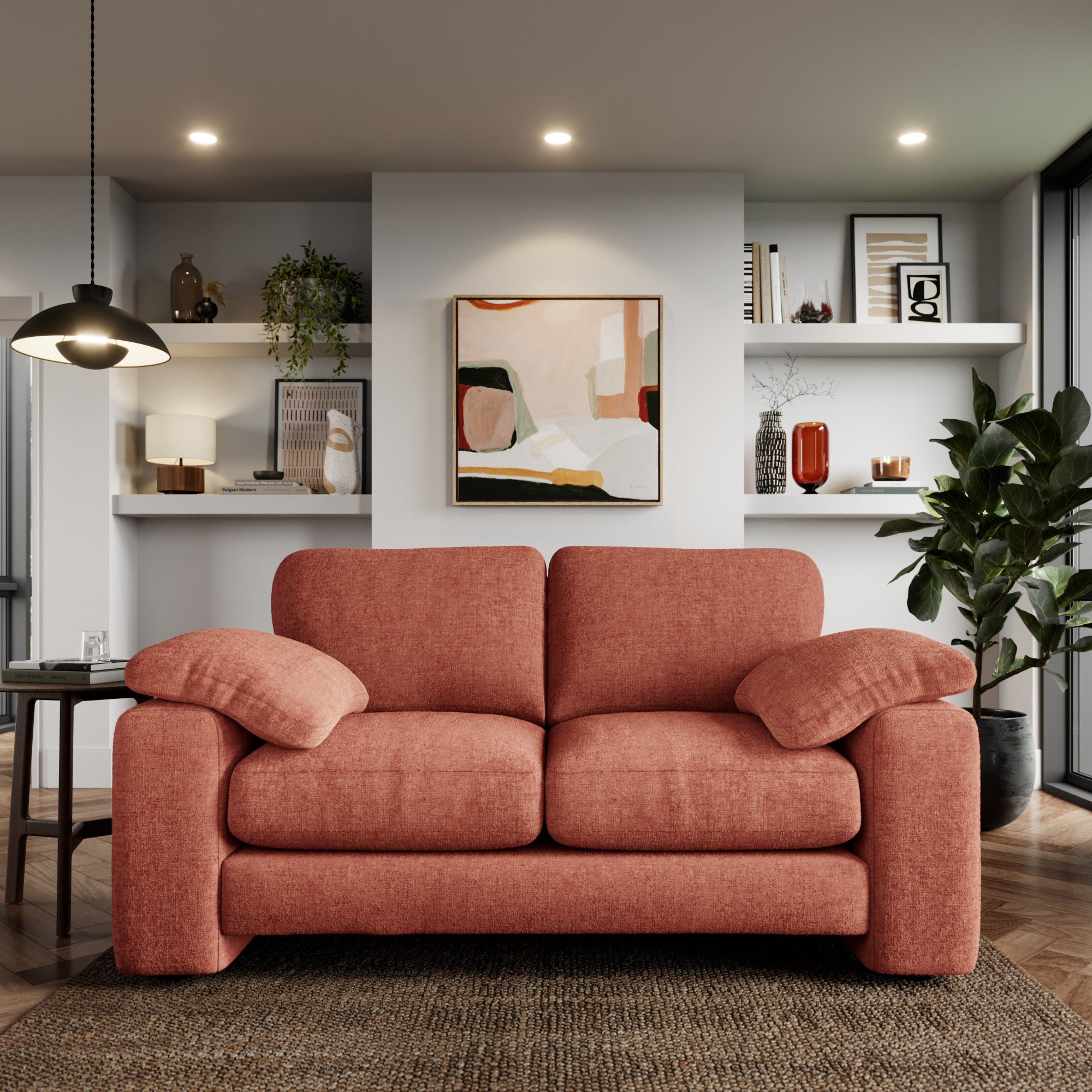 Magnus Soft Textured Chenille 2 Seater Sofa Soft Textured Chenille Terracotta