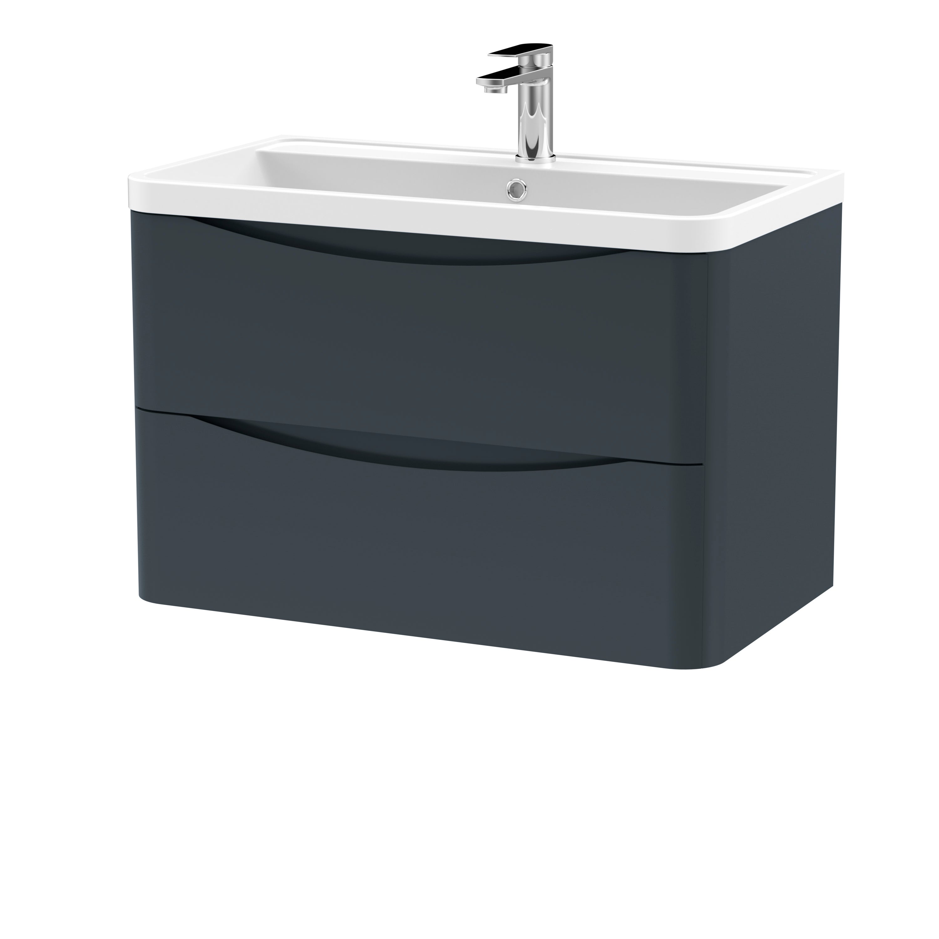 Lunar Wall Mounted 2 Drawer Vanity Unit with Polymarble Basin