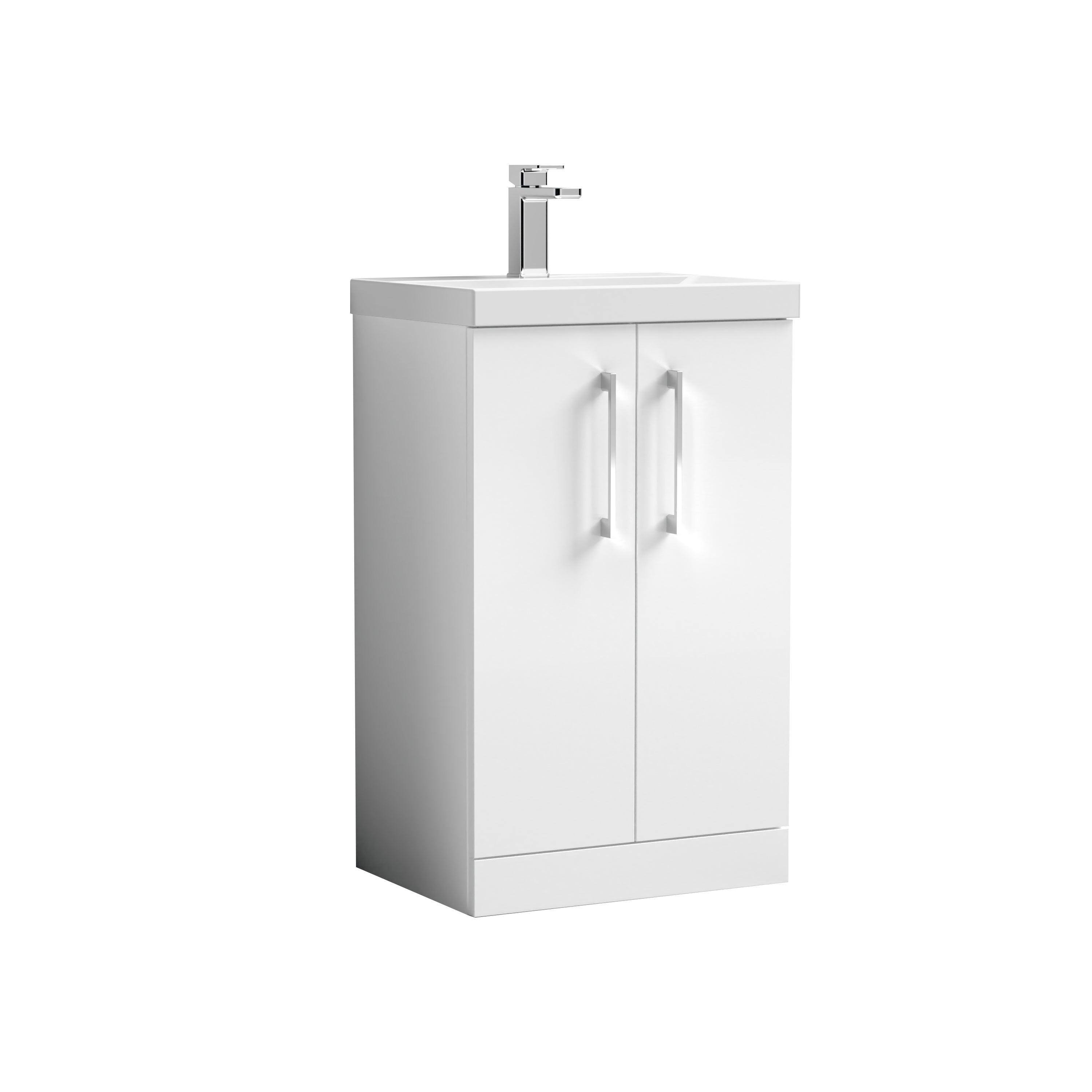 Arno Floor Standing 2 Door Vanity Unit with Basin Gloss White