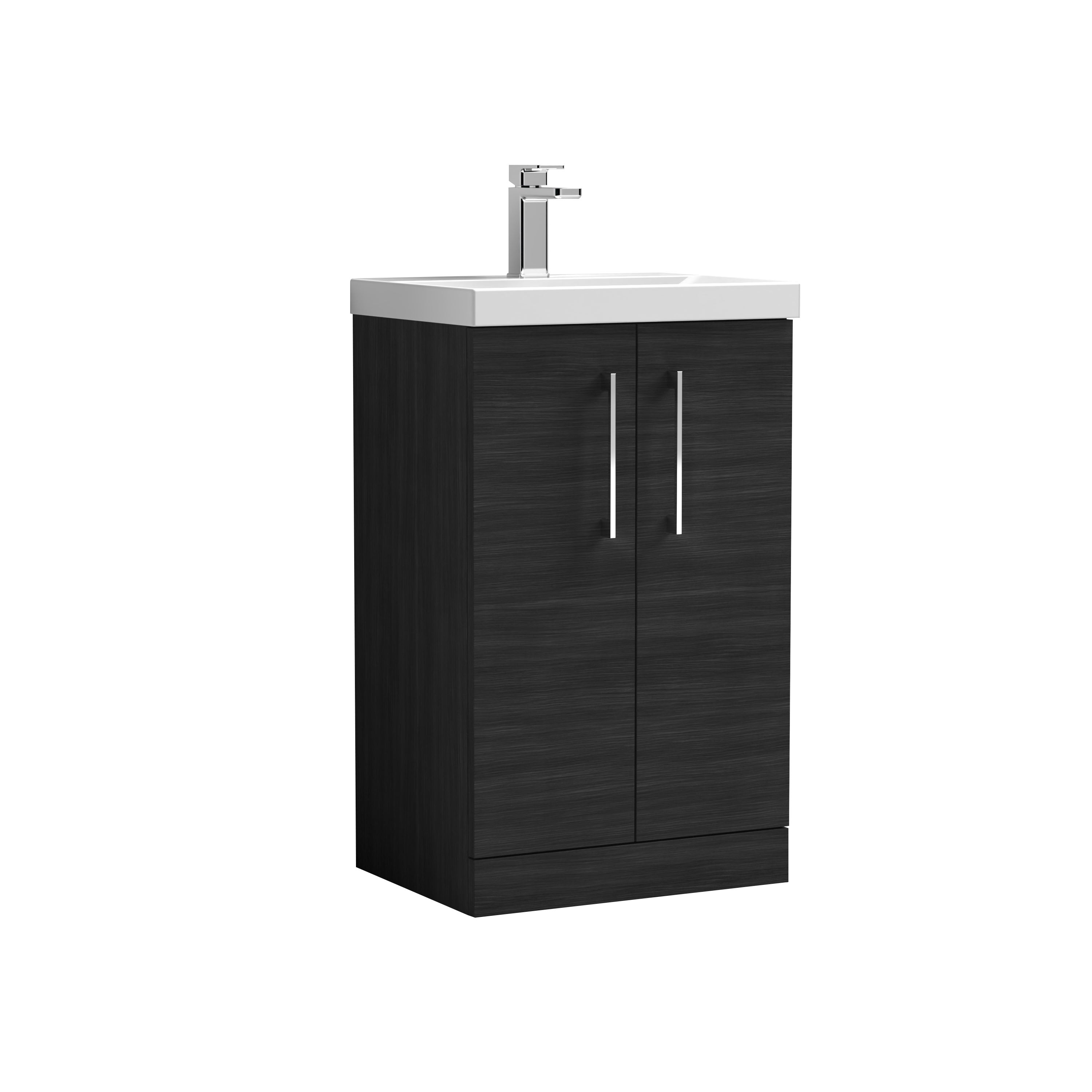 Arno Floor Standing 2 Door Vanity Unit with Basin Charcoal Woodgrain