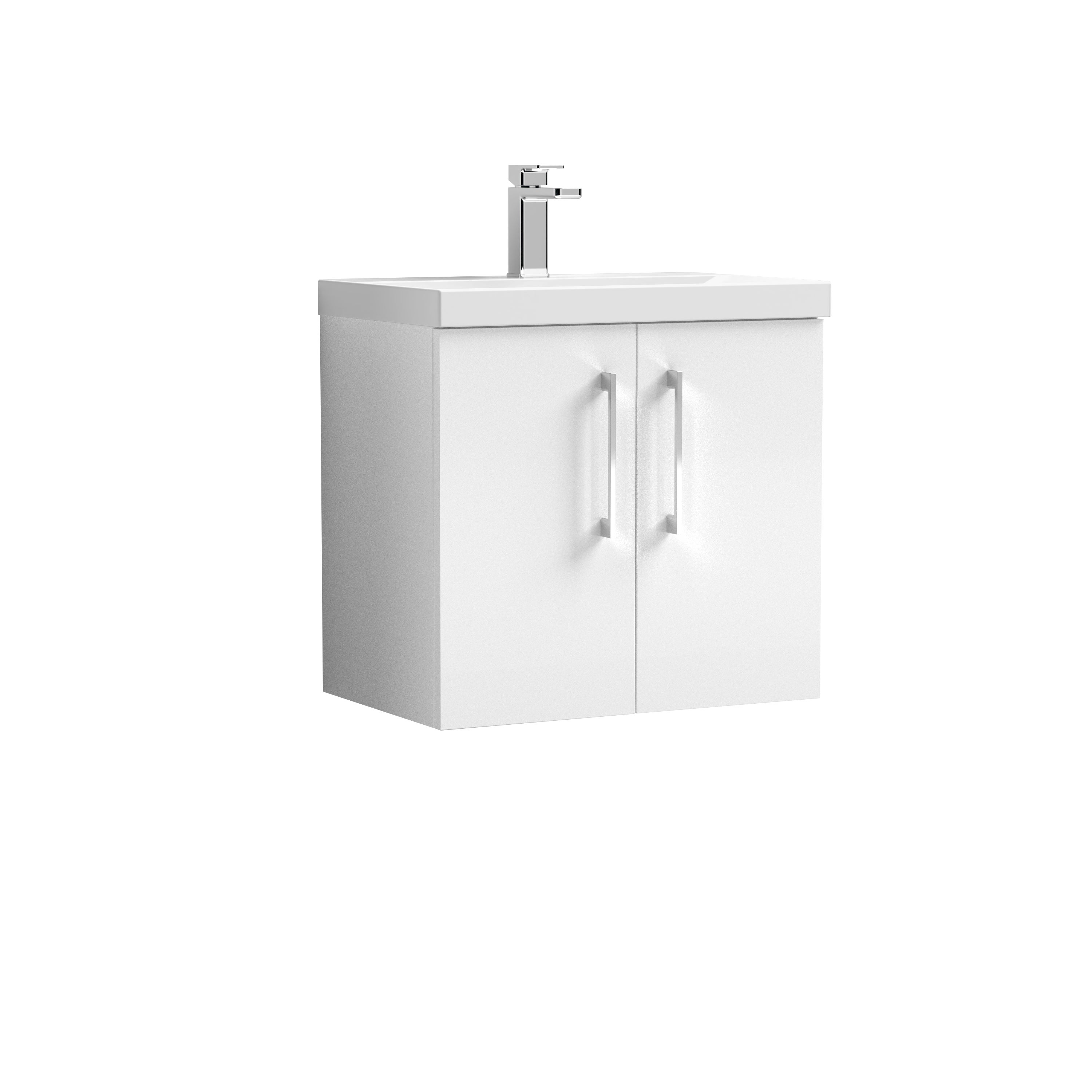 Arno Wall Mounted 2 Door Vanity Unit with Basin Gloss White