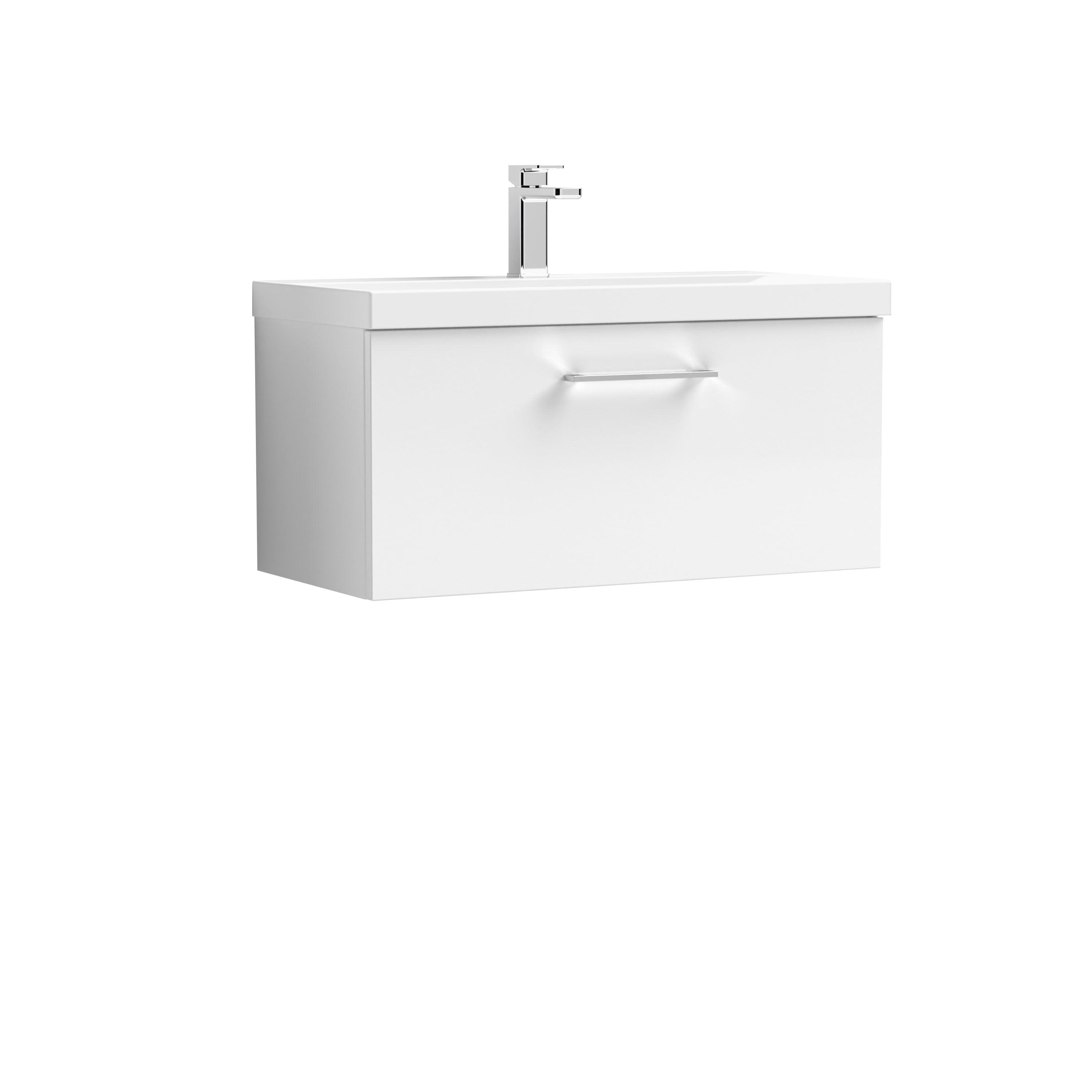 Arno Wall Mounted 1 Drawer Vanity Unit with Basin Gloss White