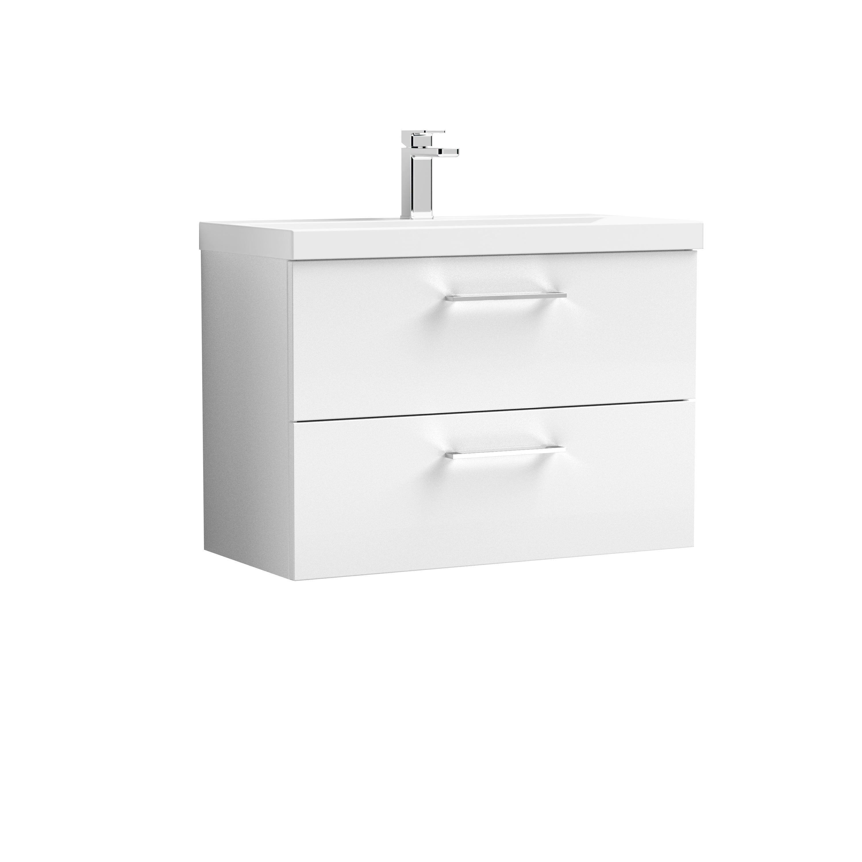 Arno Wall Mounted 2 Drawer Vanity Unit with Basin Gloss White