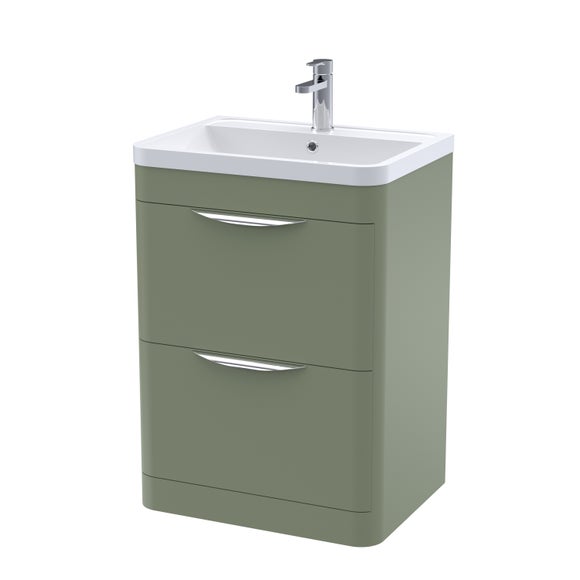 Parade Floor Standing 2 Drawer Vanity Unit with Polymarble Basin