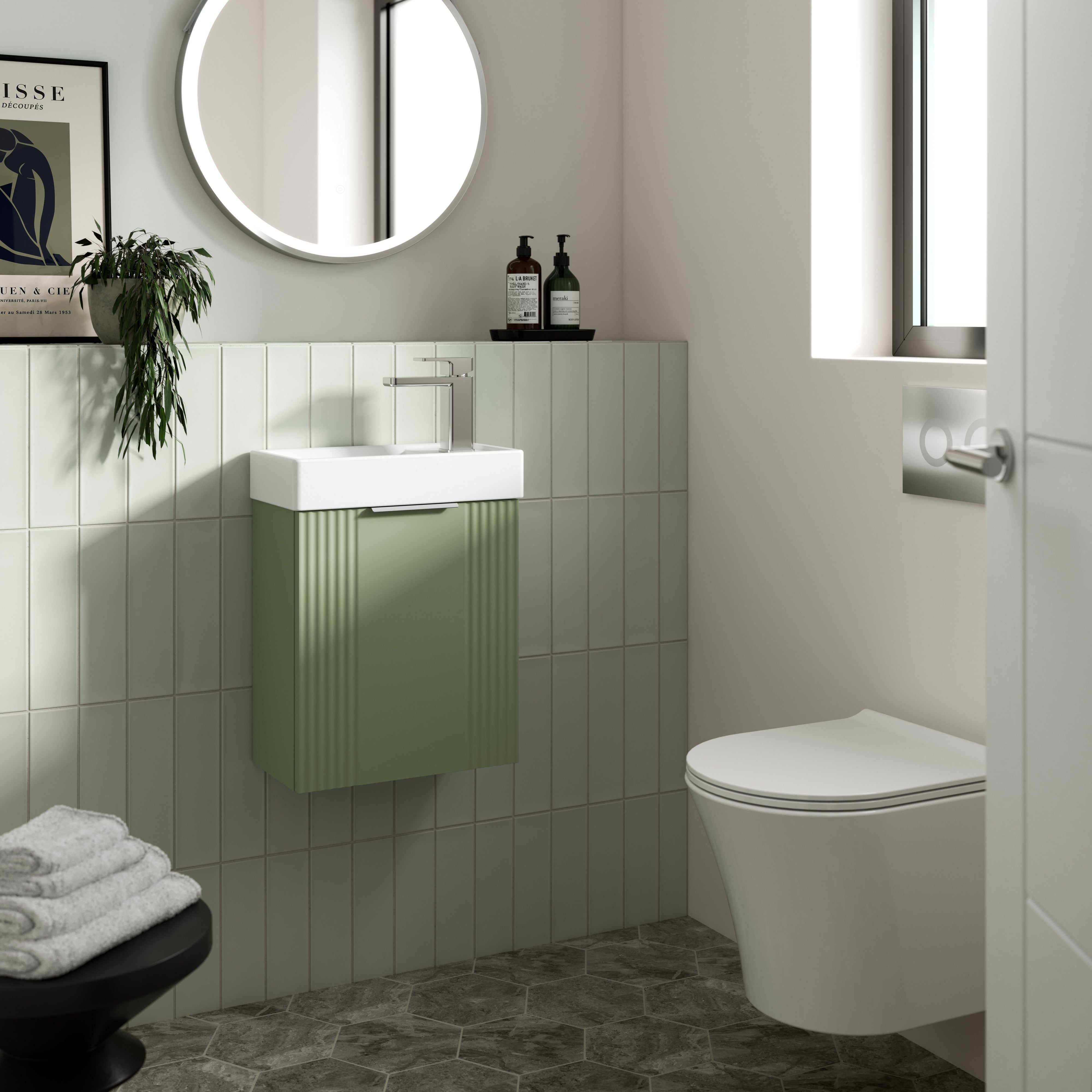 Deco Compact Wall Mounted Vanity Unit with Basin