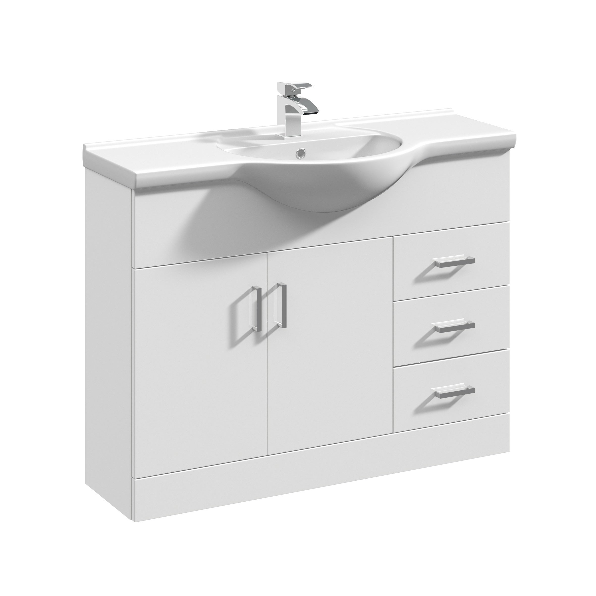 Mayford 3 Drawer 2 Door Wall Mounted Basin Gloss White