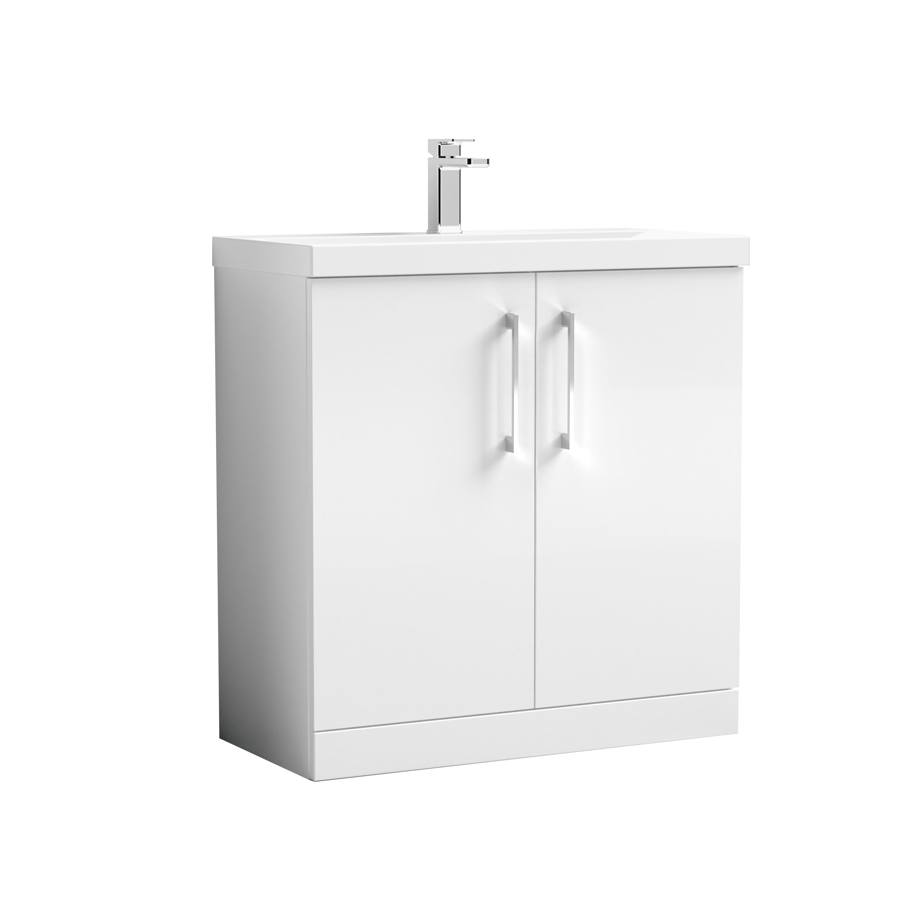 Arno Floor Standing 2 Door Vanity Unit with Basin Gloss White