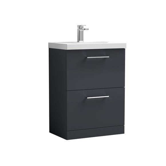 Photos - Washbasin cabinet Nuie Arno Floor Standing 2 Drawer Vanity Unit with Basin 