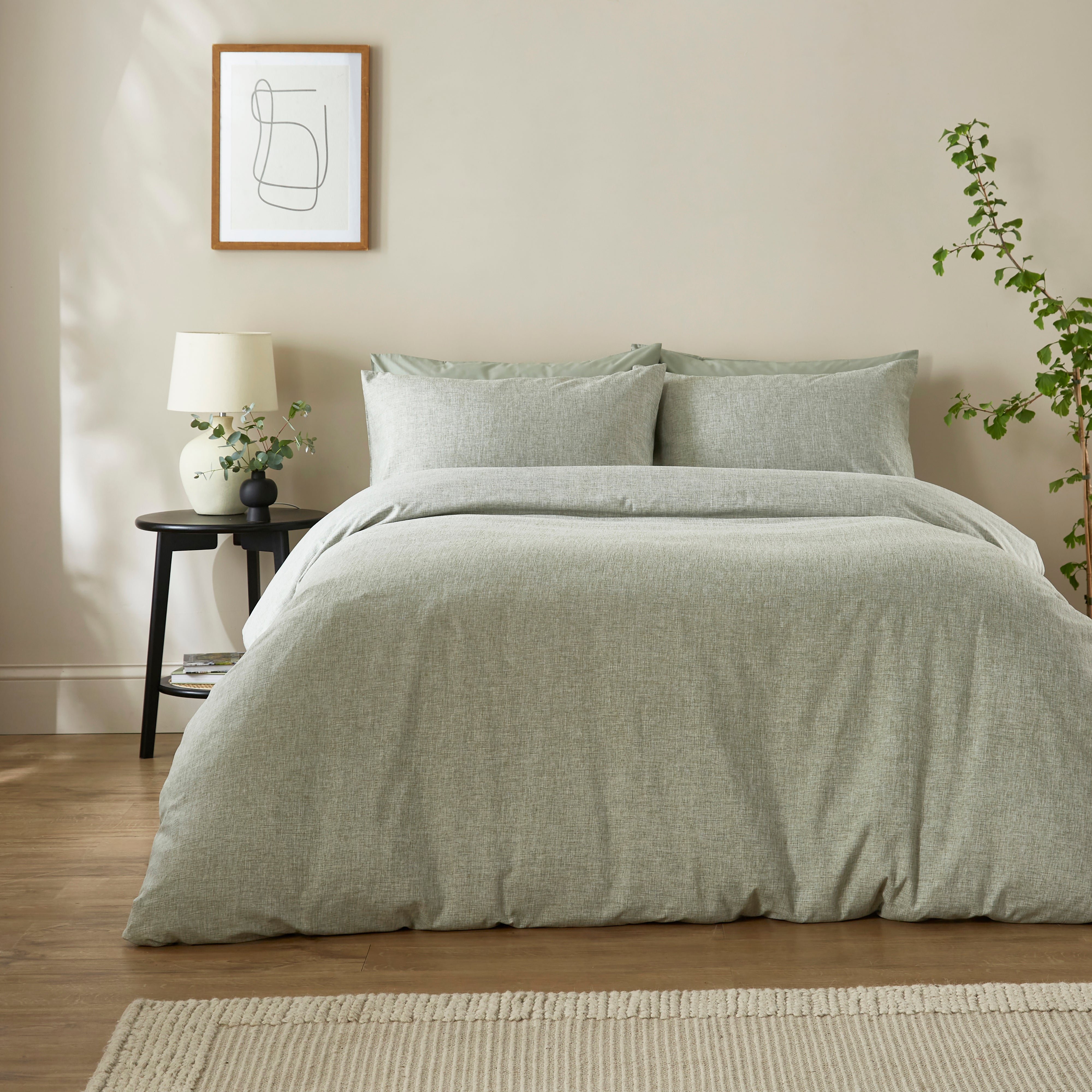 Supersoft Chambray Duvet Cover And Pillowcase Set Olive Green