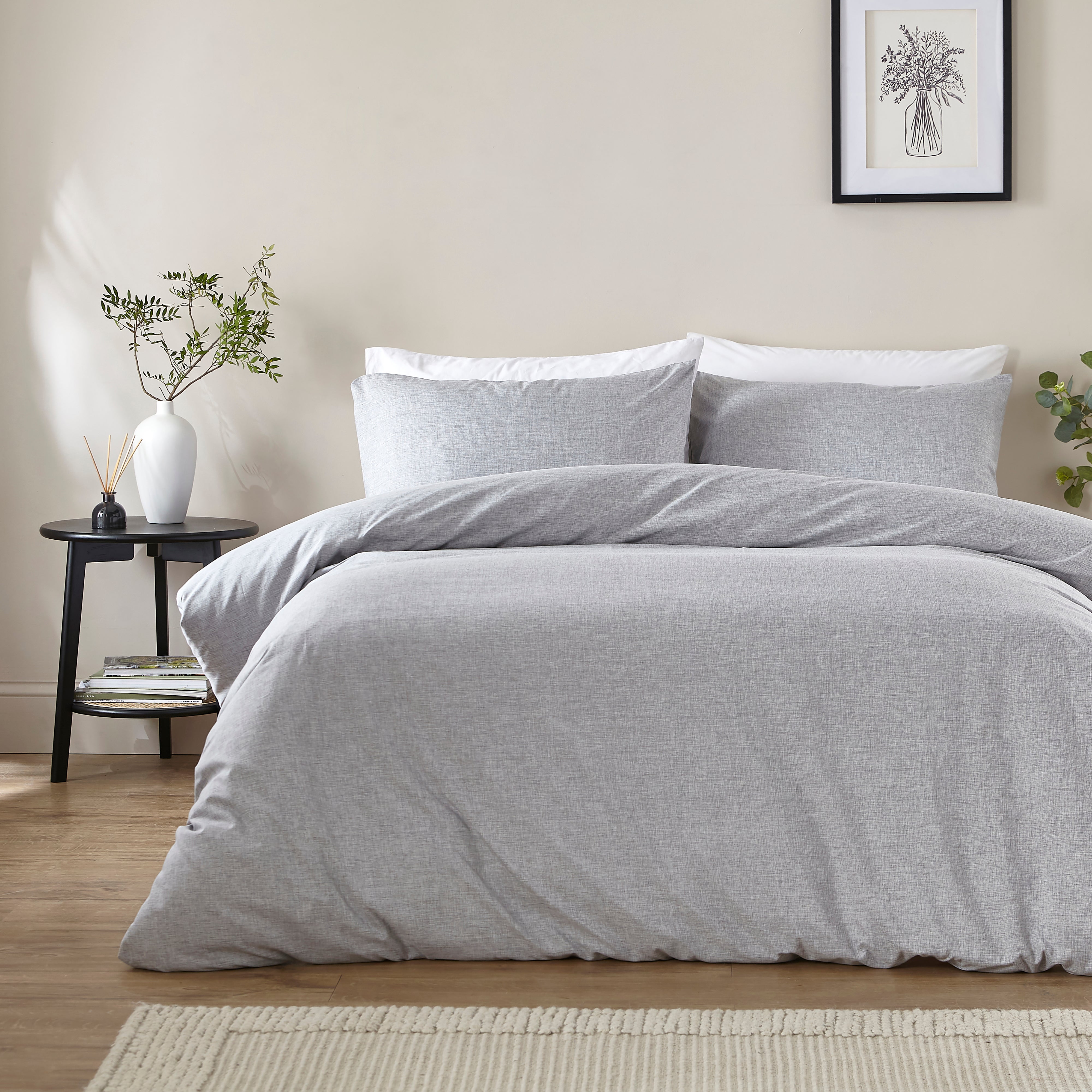 Supersoft Chambray Duvet Cover And Pillowcase Set Dove Grey