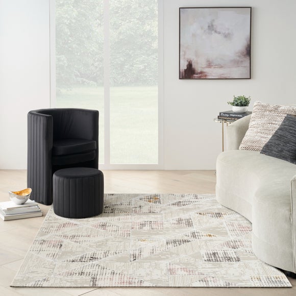 Glitz Border Velvet Rug Cream