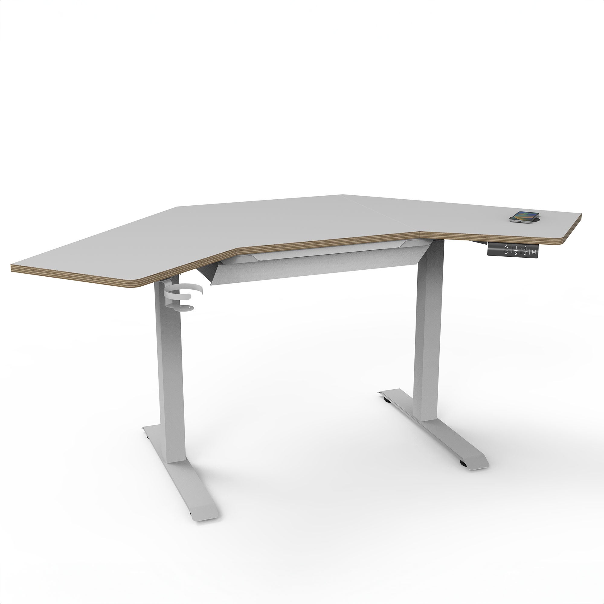 Gino Corner Height Adjustable Desk with Drawer