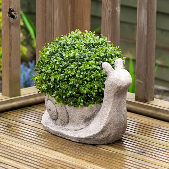 Click to view product details and reviews for Artificial Boxwood Topiary In Snail Plant Pot.