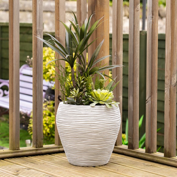 Click to view product details and reviews for Artificial Mixed Agave In Grey Pot.