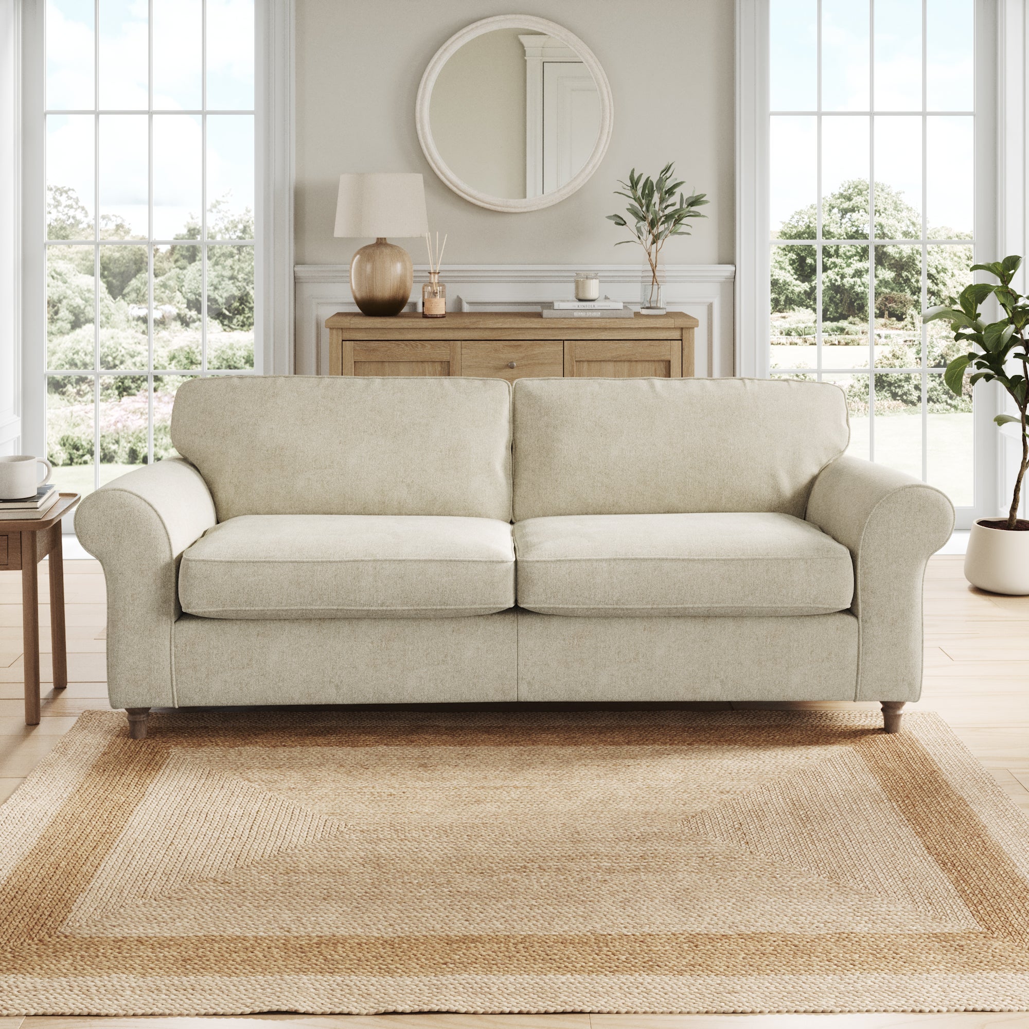 Flori 4 Seater Sofa Soft Chenille Sandstone