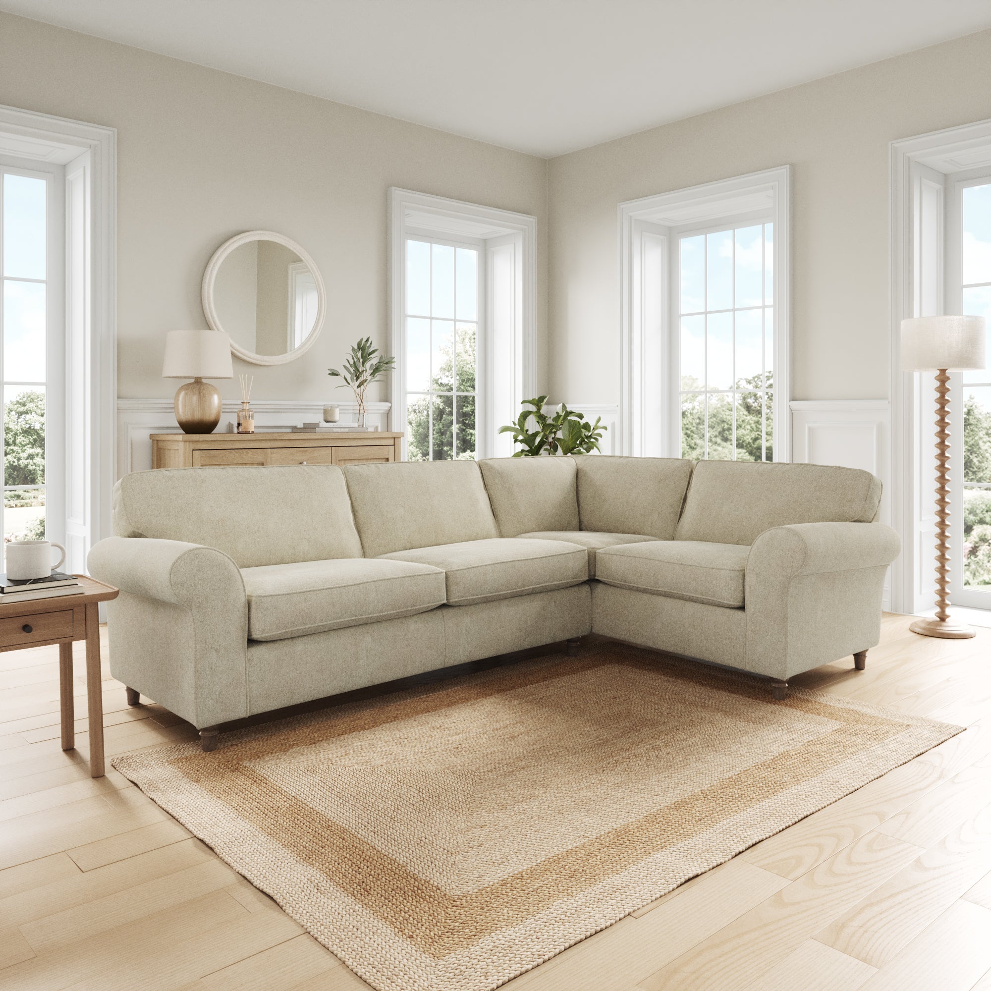 Flori Corner Sofa Soft Chenille Sandstone