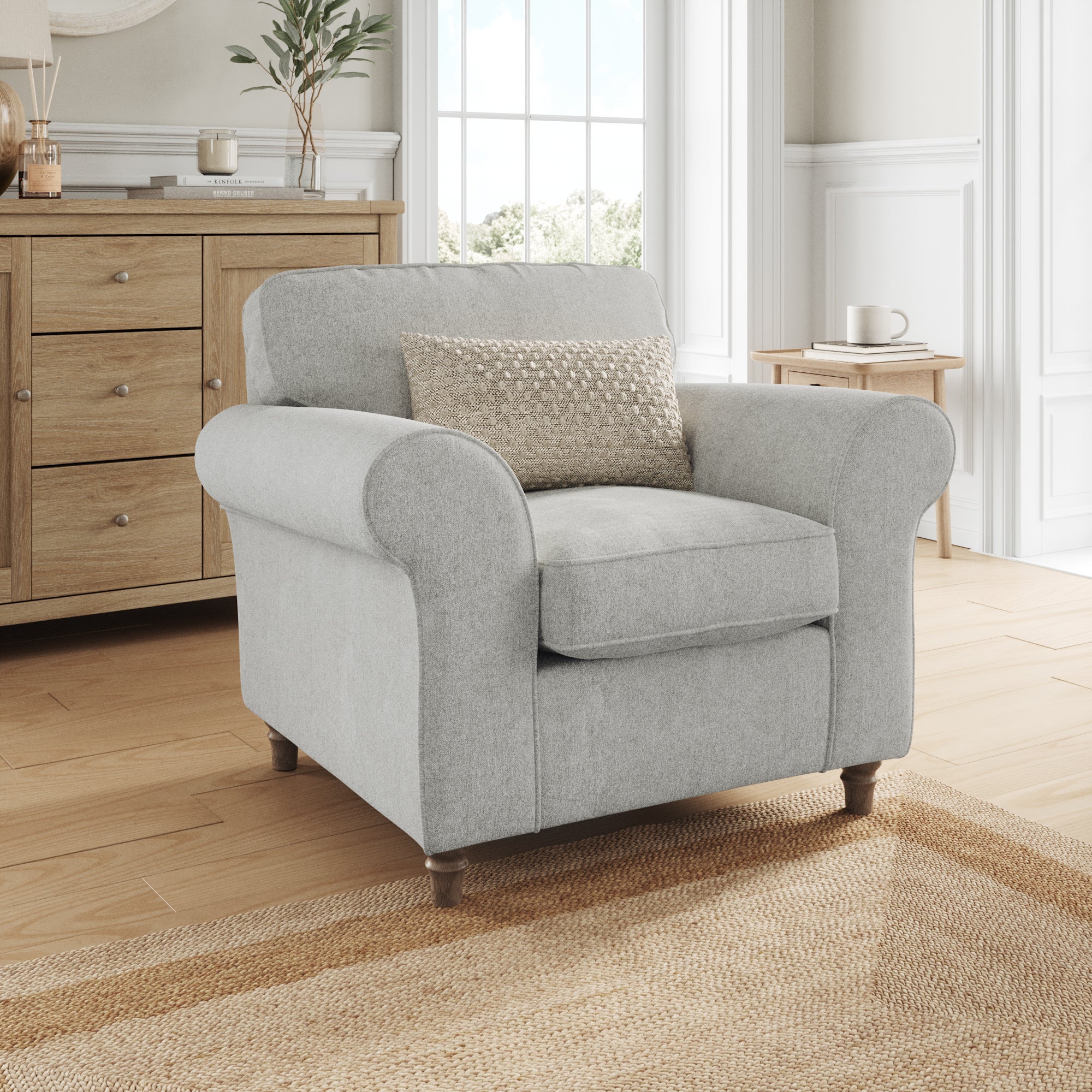 Flori Armchair Soft Chenille Grey