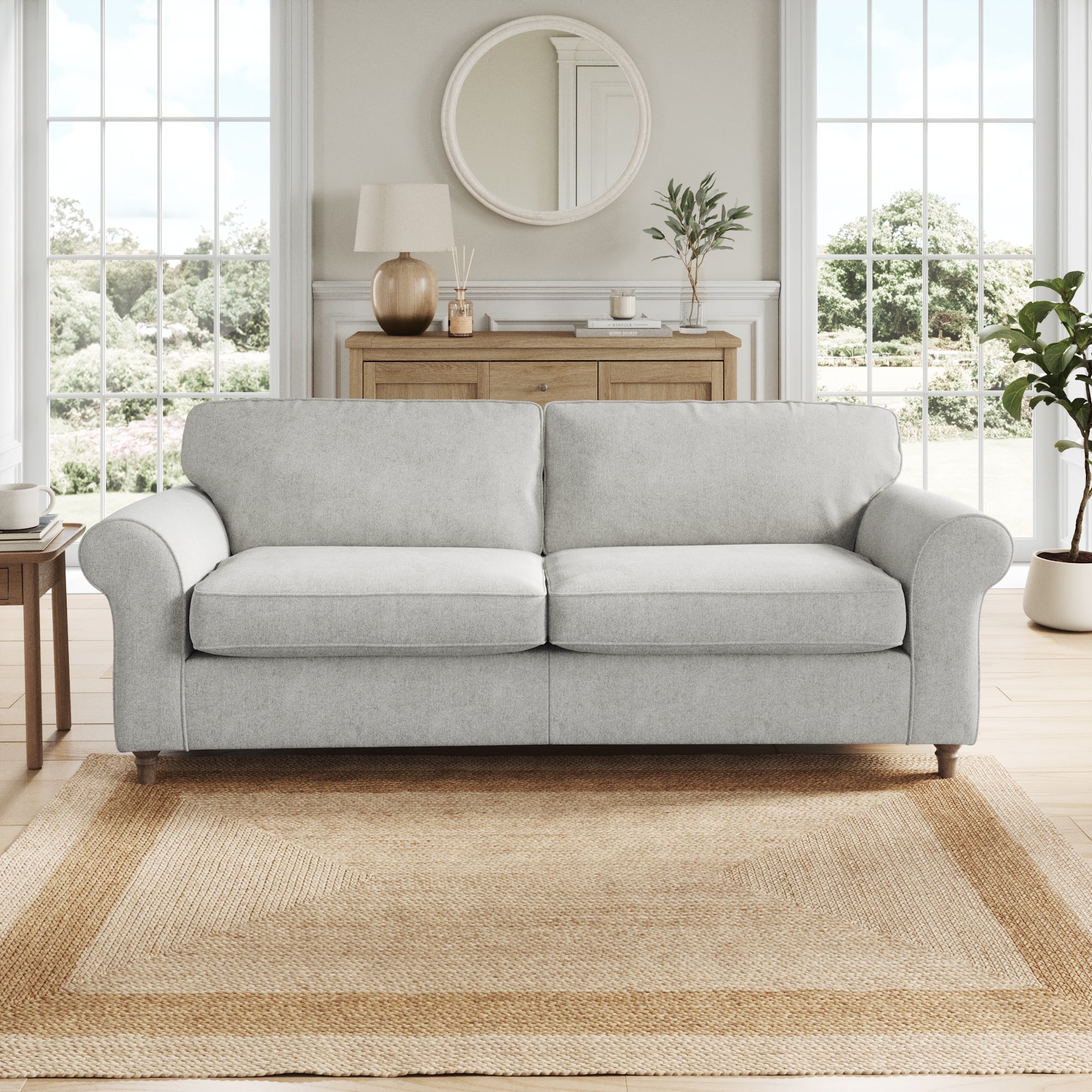 Flori 4 Seater Sofa Soft Chenille Grey