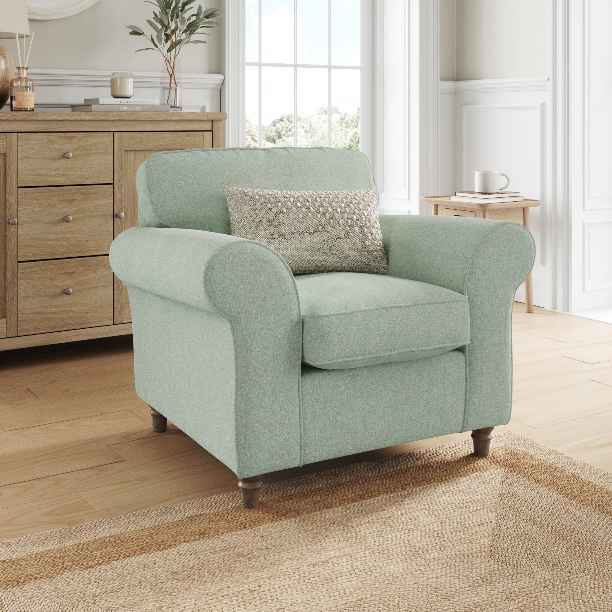 Flori Armchair Soft Chenille Seafoam