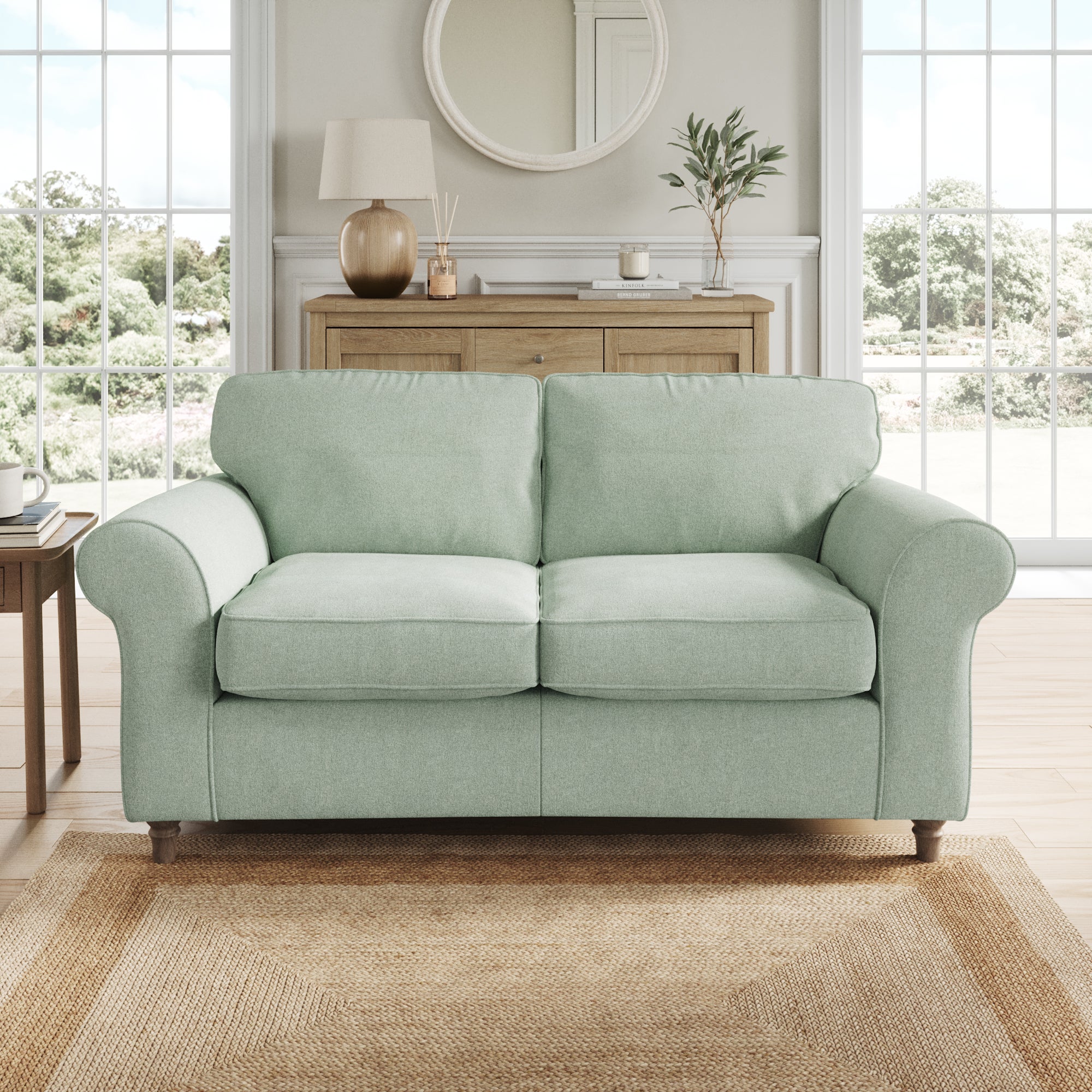 Flori 2 Seater Sofa Soft Chenille Seafoam