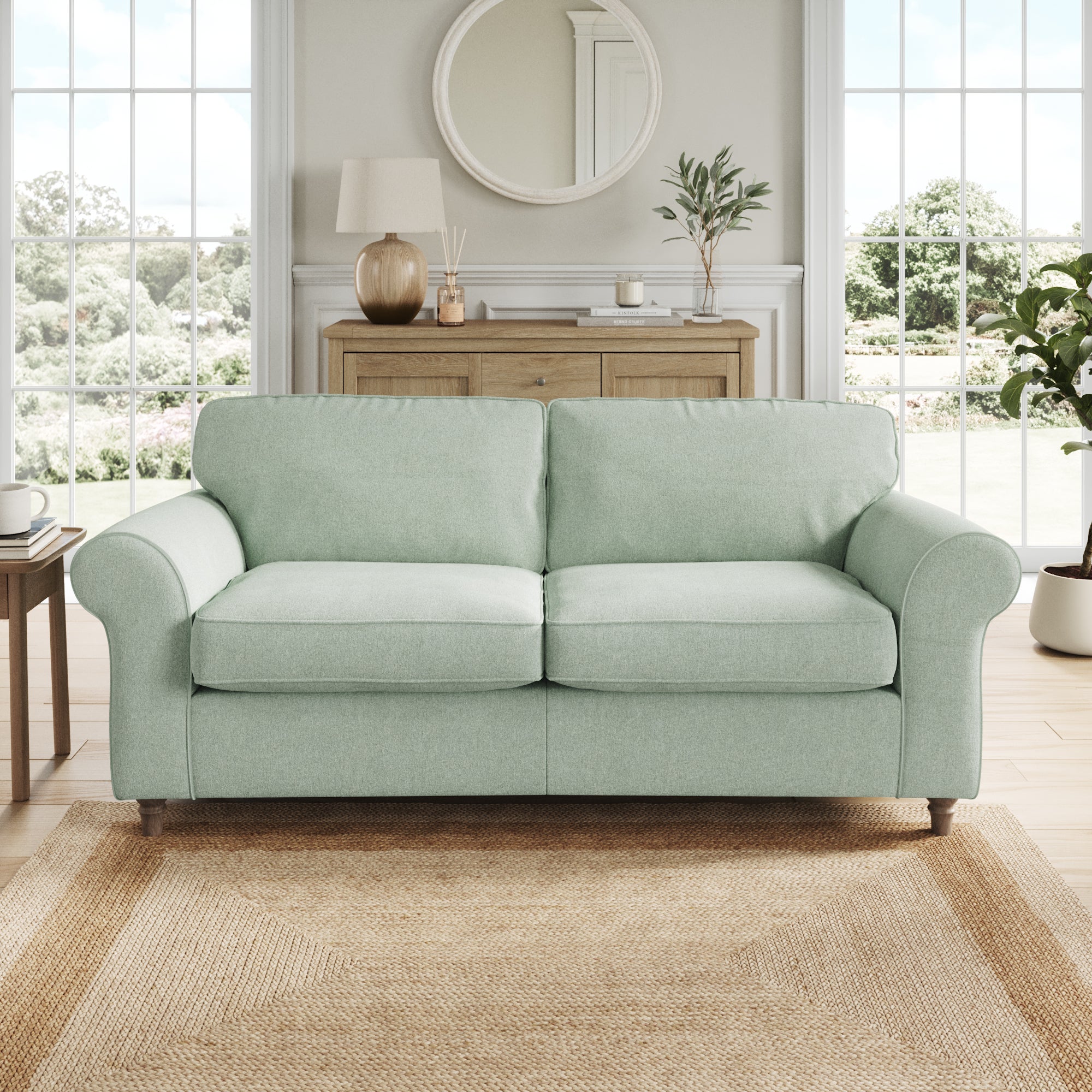 Flori 3 Seater Sofa Soft Chenille Seafoam