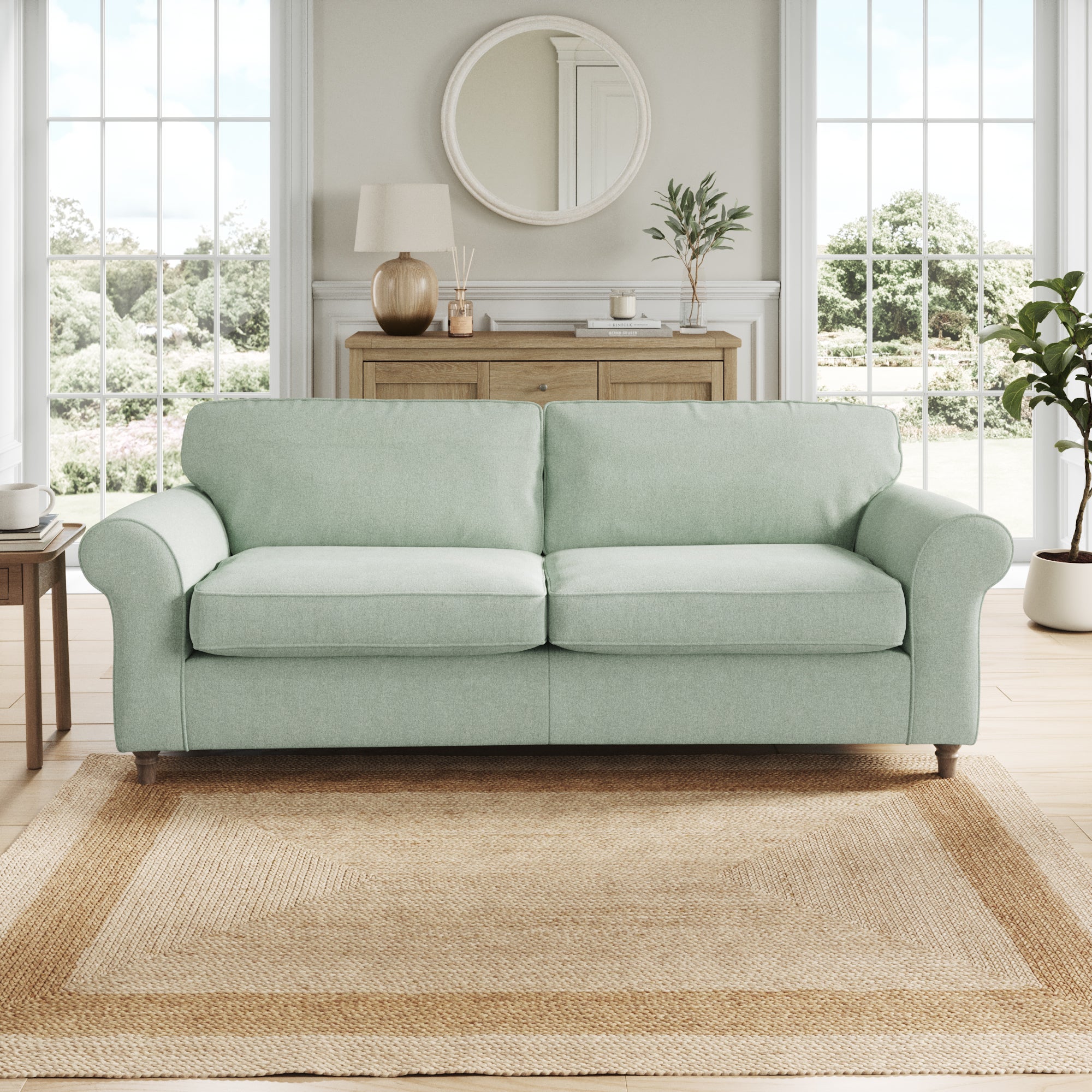 Flori 4 Seater Sofa Soft Chenille Seafoam