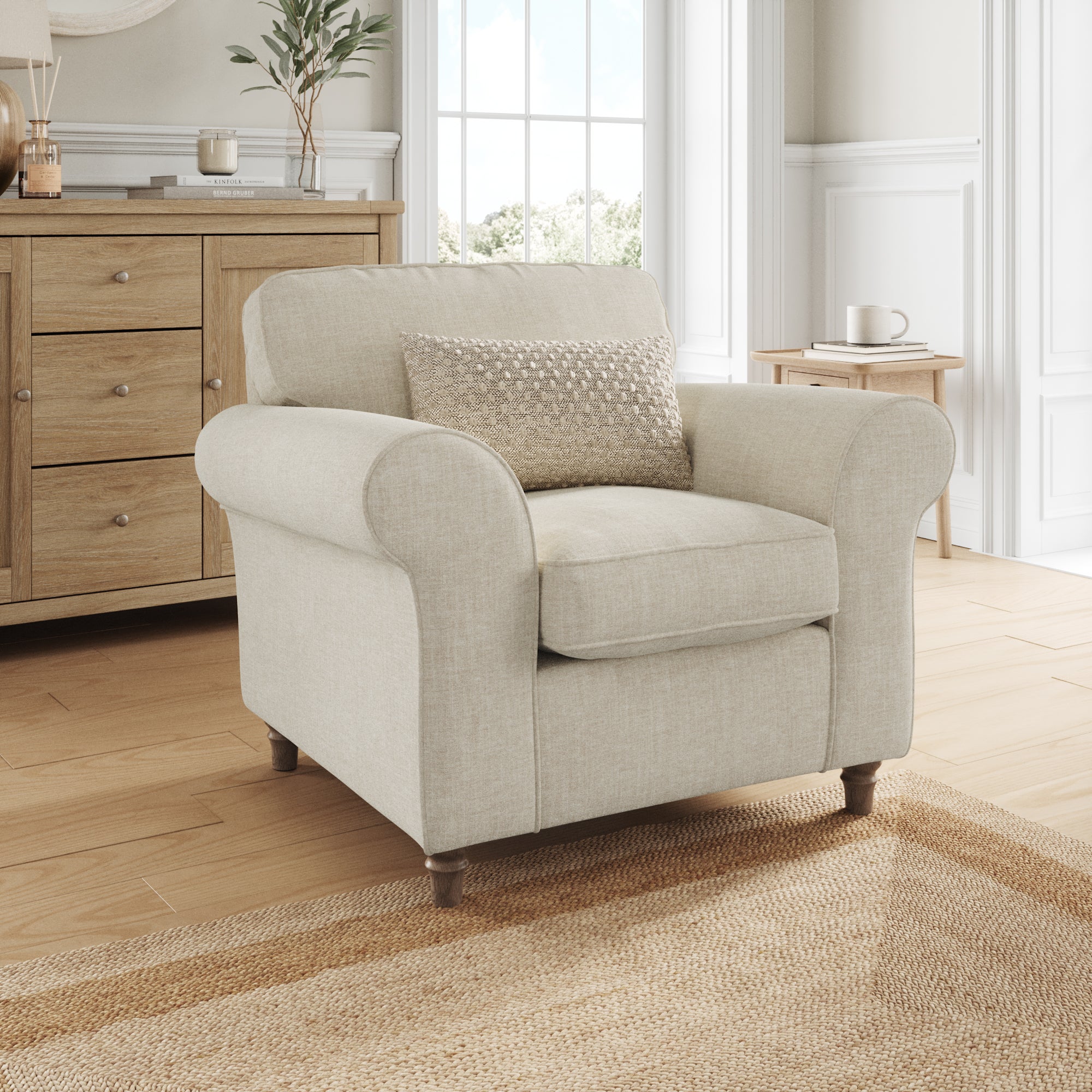 Flori Armchair Tonal Plush Chenille Natural