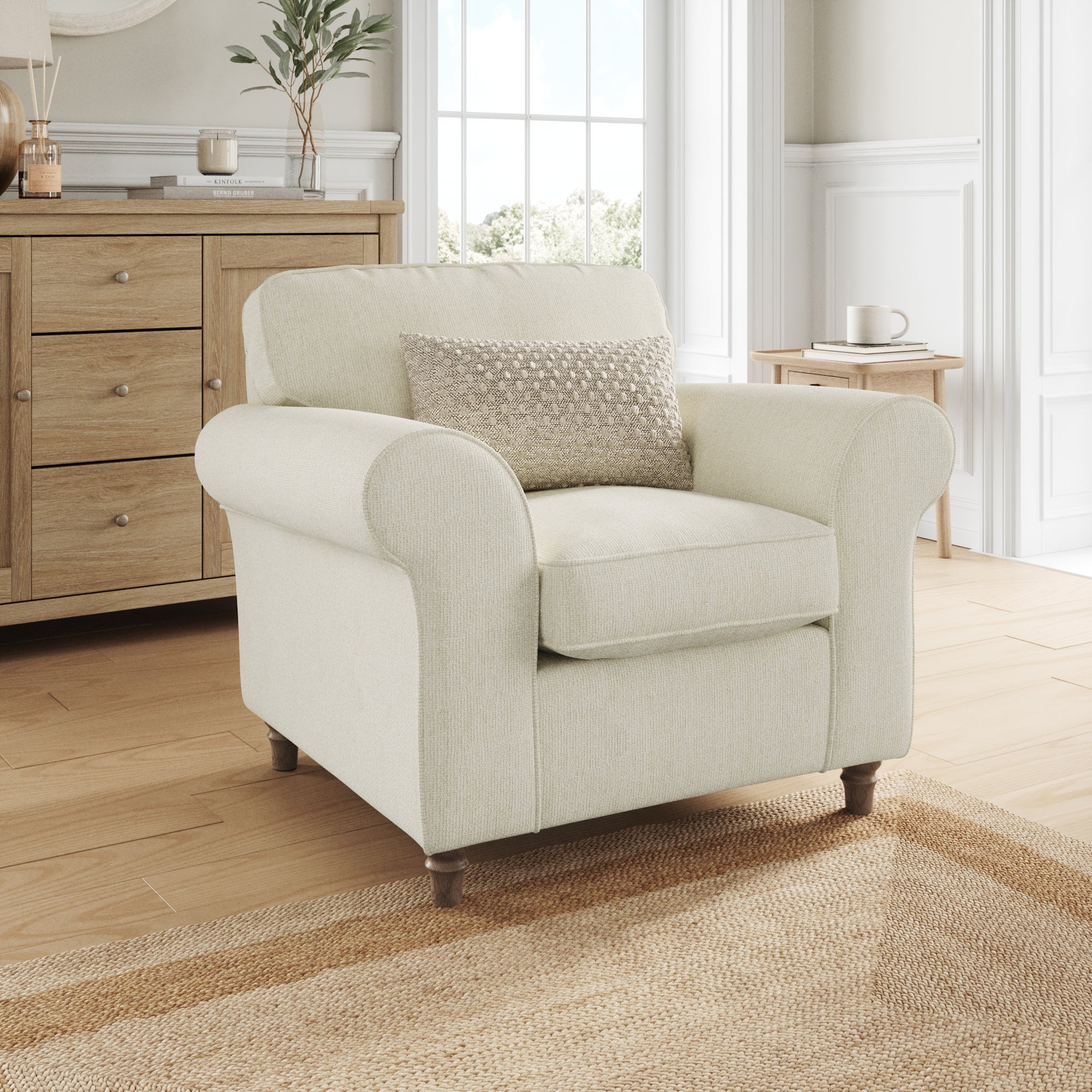 Flori Armchair Chunky Chenille White Sand