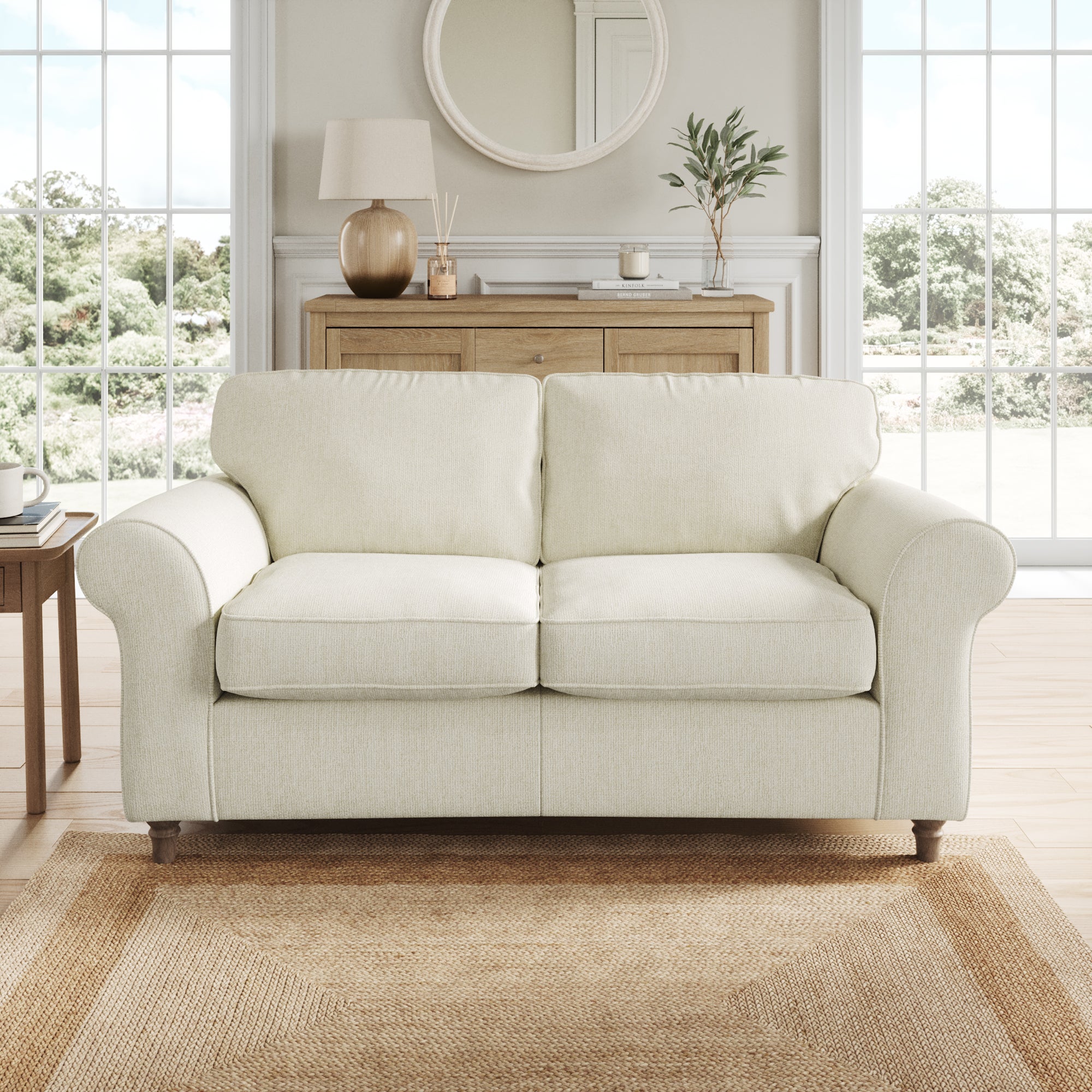 Flori 2 Seater Sofa Chunky Chenille White Sand