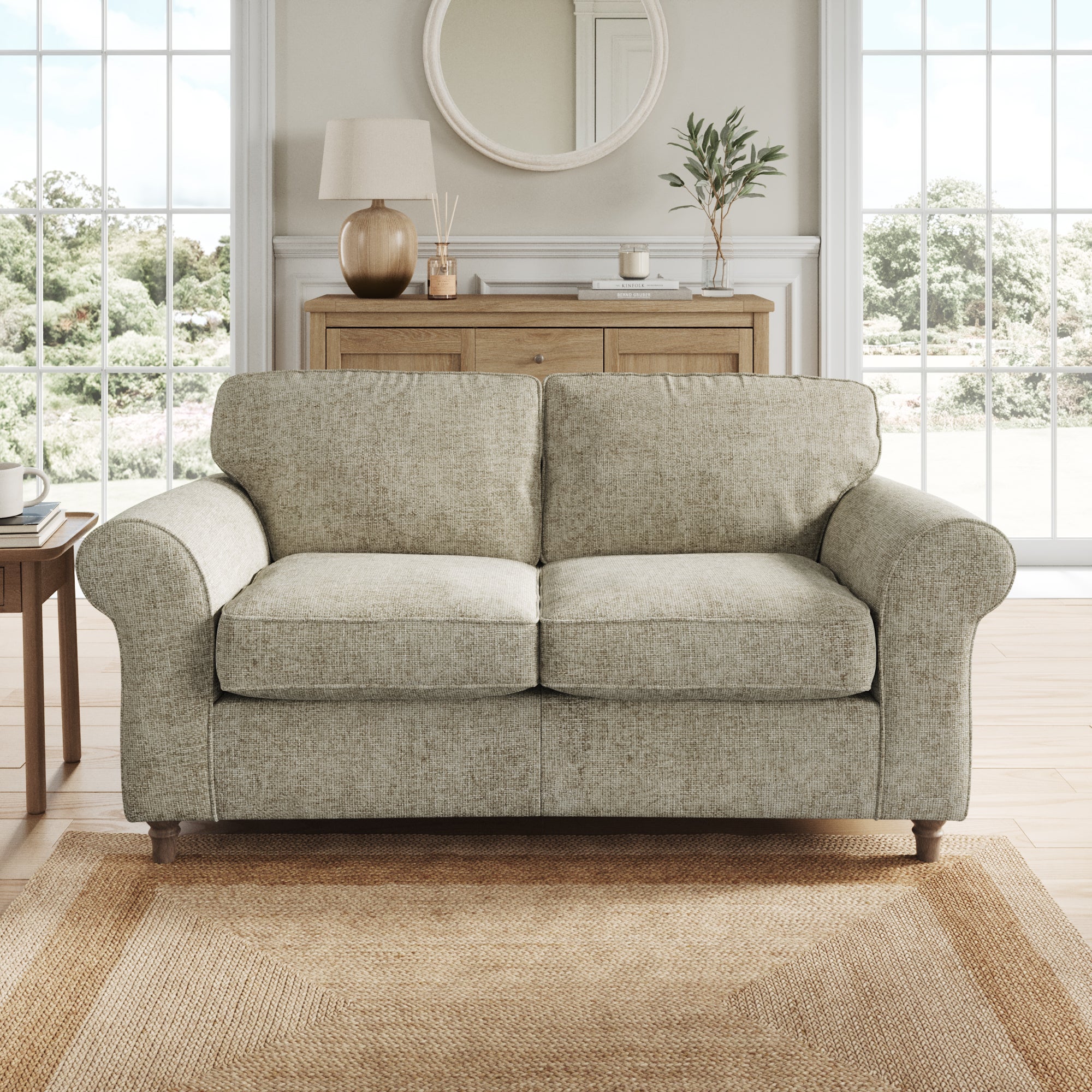 Flori 2 Seater Sofa Chunky Chenille Mushroom