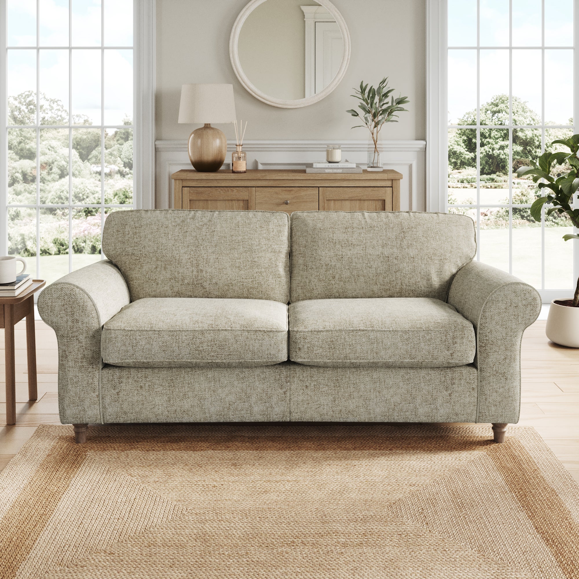 Flori 3 Seater Sofa Chunky Chenille Mushroom