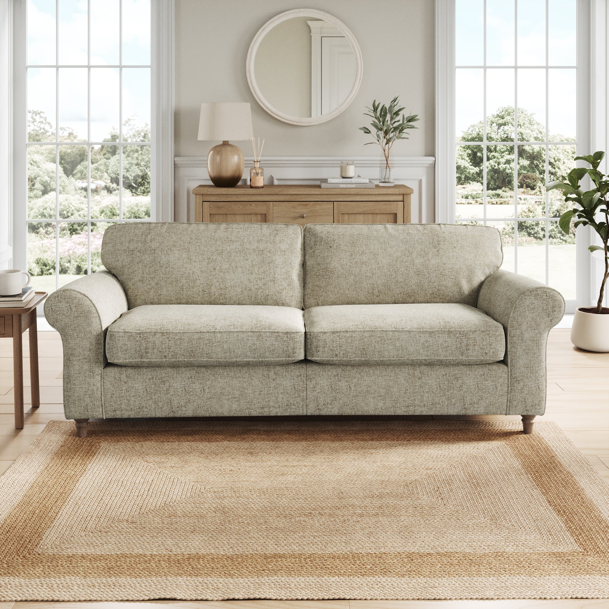 Flori 4 Seater Sofa Chunky Chenille Mushroom