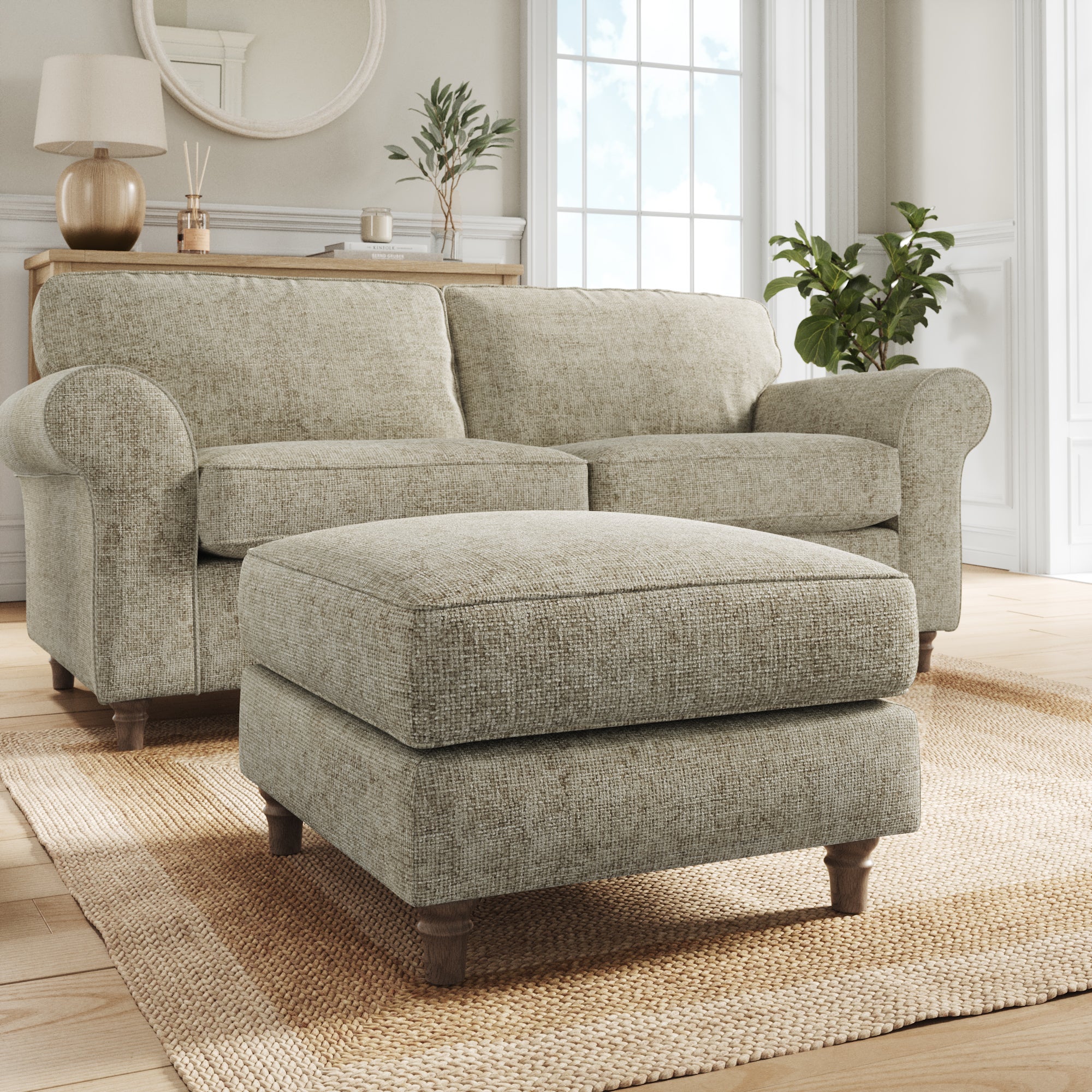 Flori Footstool Chunky Chenille Mushroom